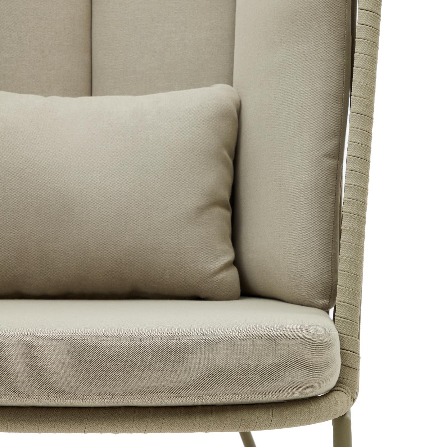 Kave Home Outdoor Fauteuil 'Saconca' Met hoge rug, Gevlochten touw, kleur Groen
