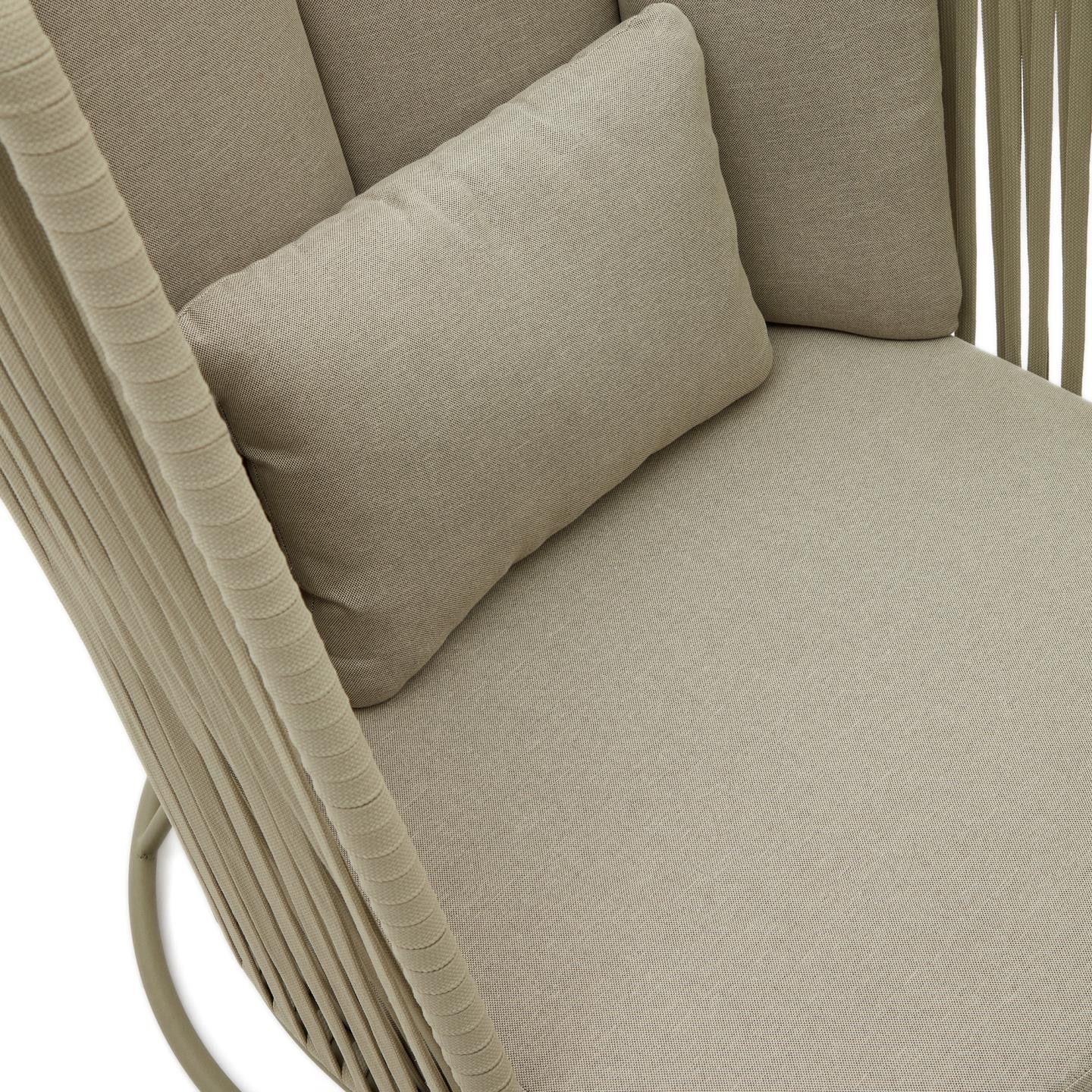Kave Home Outdoor Fauteuil 'Saconca' Met hoge rug, Gevlochten touw, kleur Groen