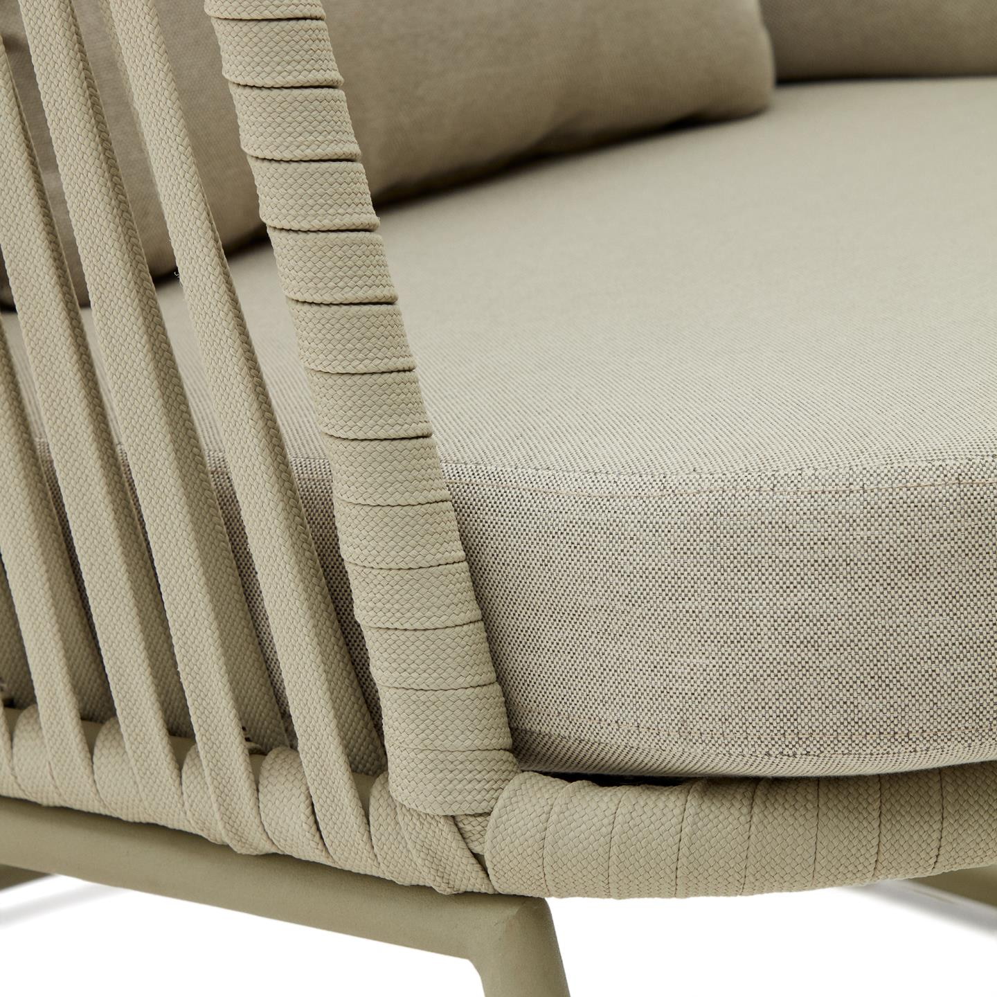 Kave Home Outdoor Fauteuil 'Saconca' Met hoge rug, Gevlochten touw, kleur Groen