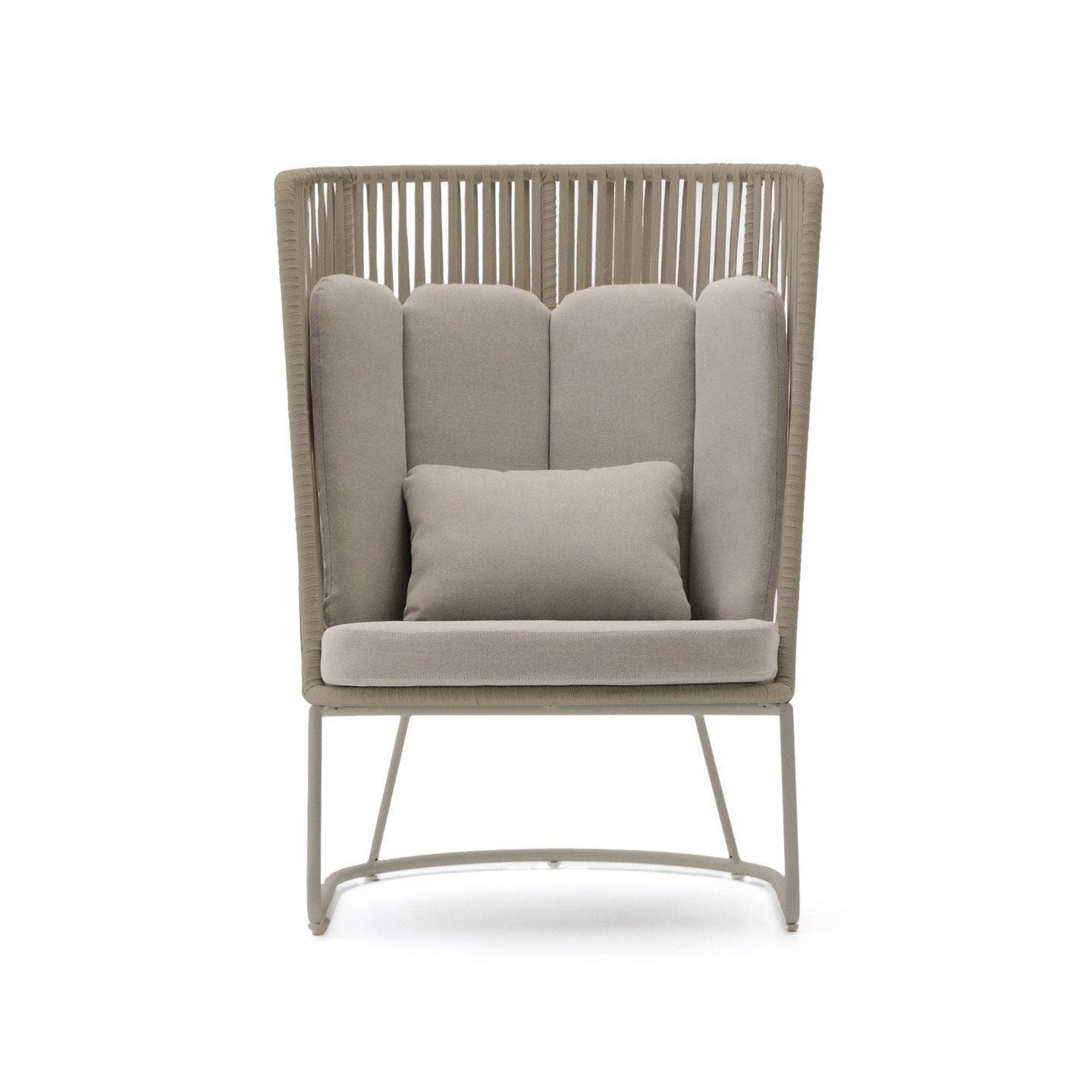 Kave Home Outdoor Fauteuil 'Saconca' Met hoge rug, Gevlochten touw, kleur Beige