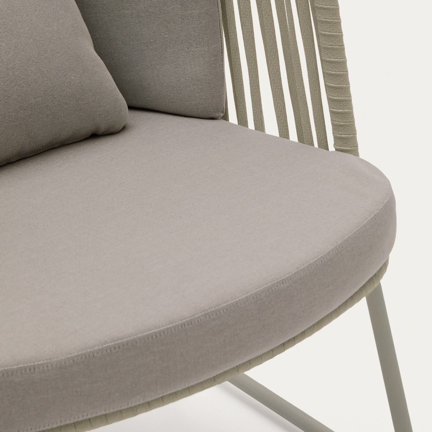 Kave Home Outdoor Fauteuil 'Saconca' Met hoge rug, Gevlochten touw, kleur Beige