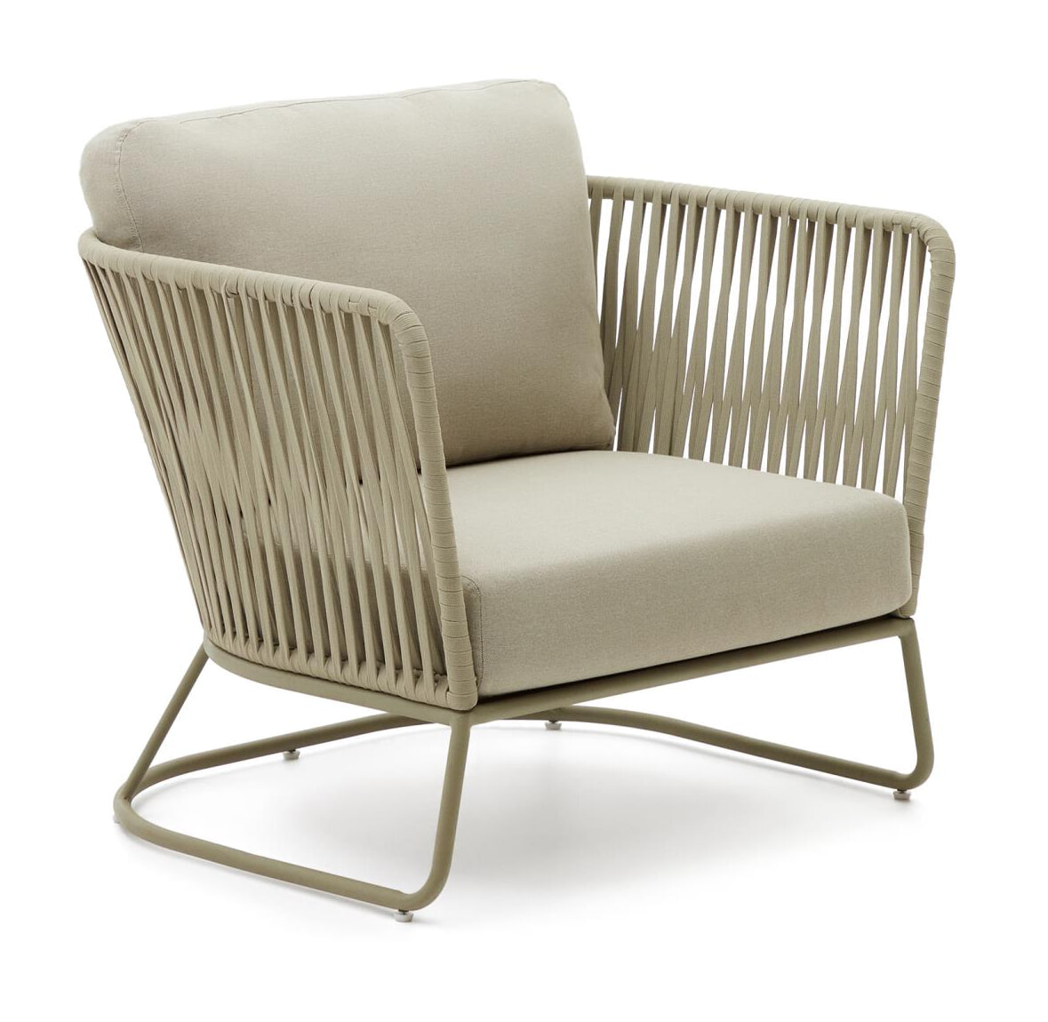 Kave Home Outdoor Fauteuil 'Saconca' Gevlochten touw, kleur Groen