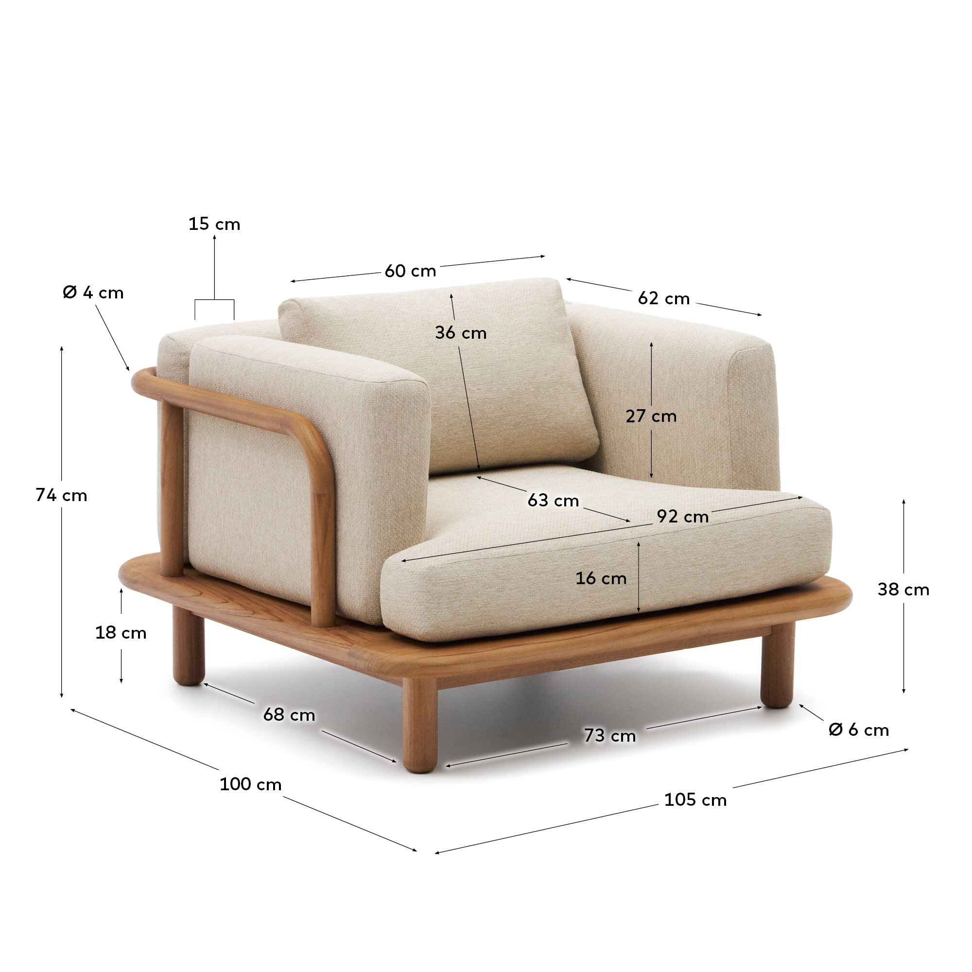 Kave Home Fauteuil 'Turqueta' Teakhout