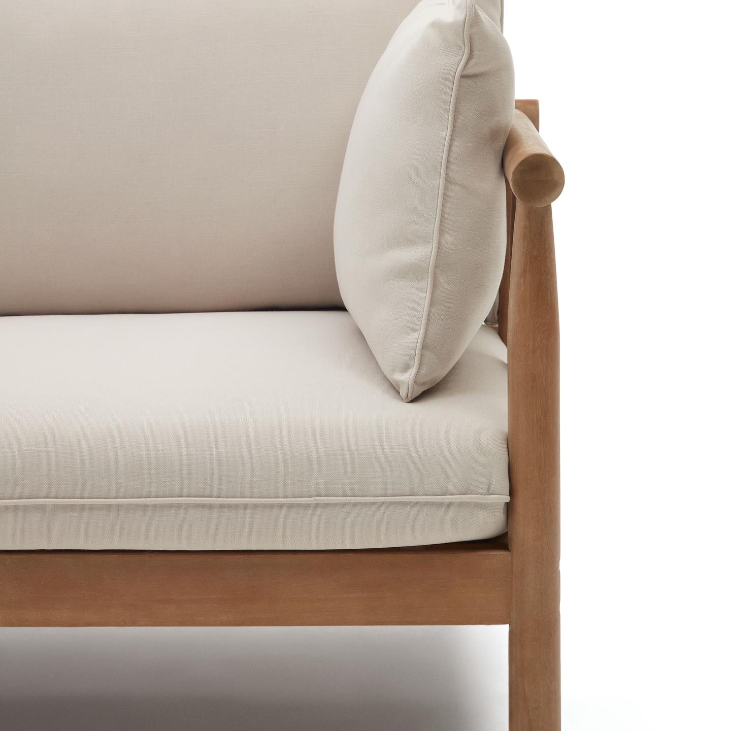 Kave Home Loungeset 'Sacova' Eucalyptushout, Met 2 fauteuils, 2-zitsbank en salontafel