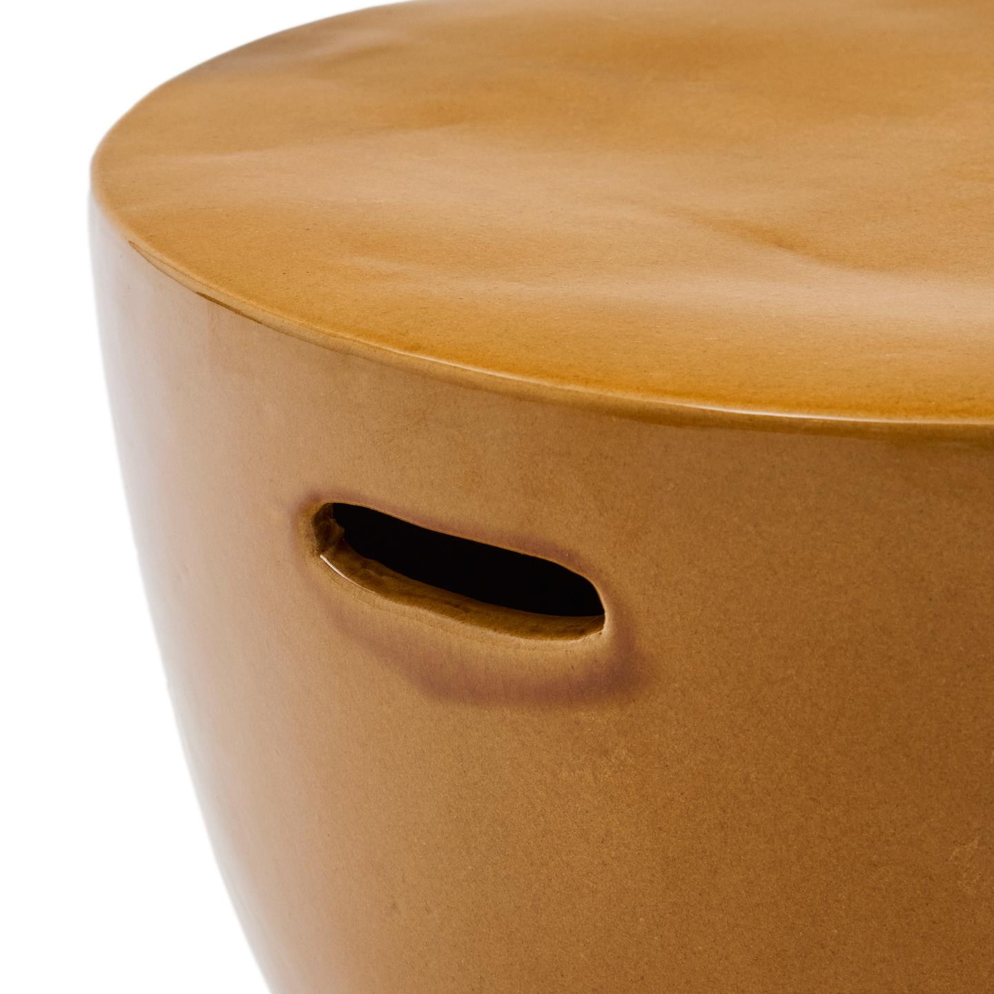 Kave Home Ronde Bijzettafel 'Mesquida' Cement, 46cm, kleur Mosterdgeel
