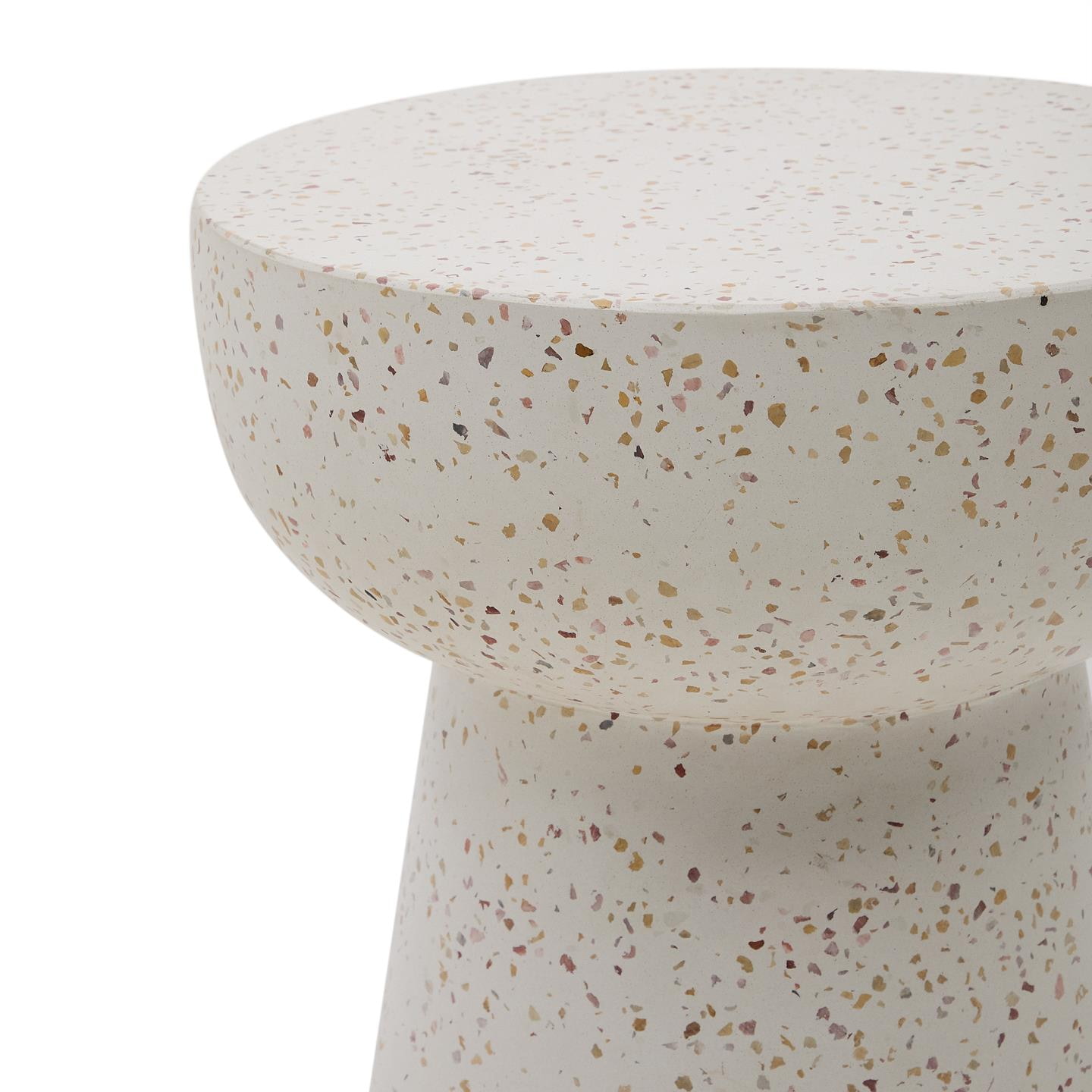 Kave Home Ronde Bijzettafel 'Pada' Terrazzo, 40cm, kleur Wit