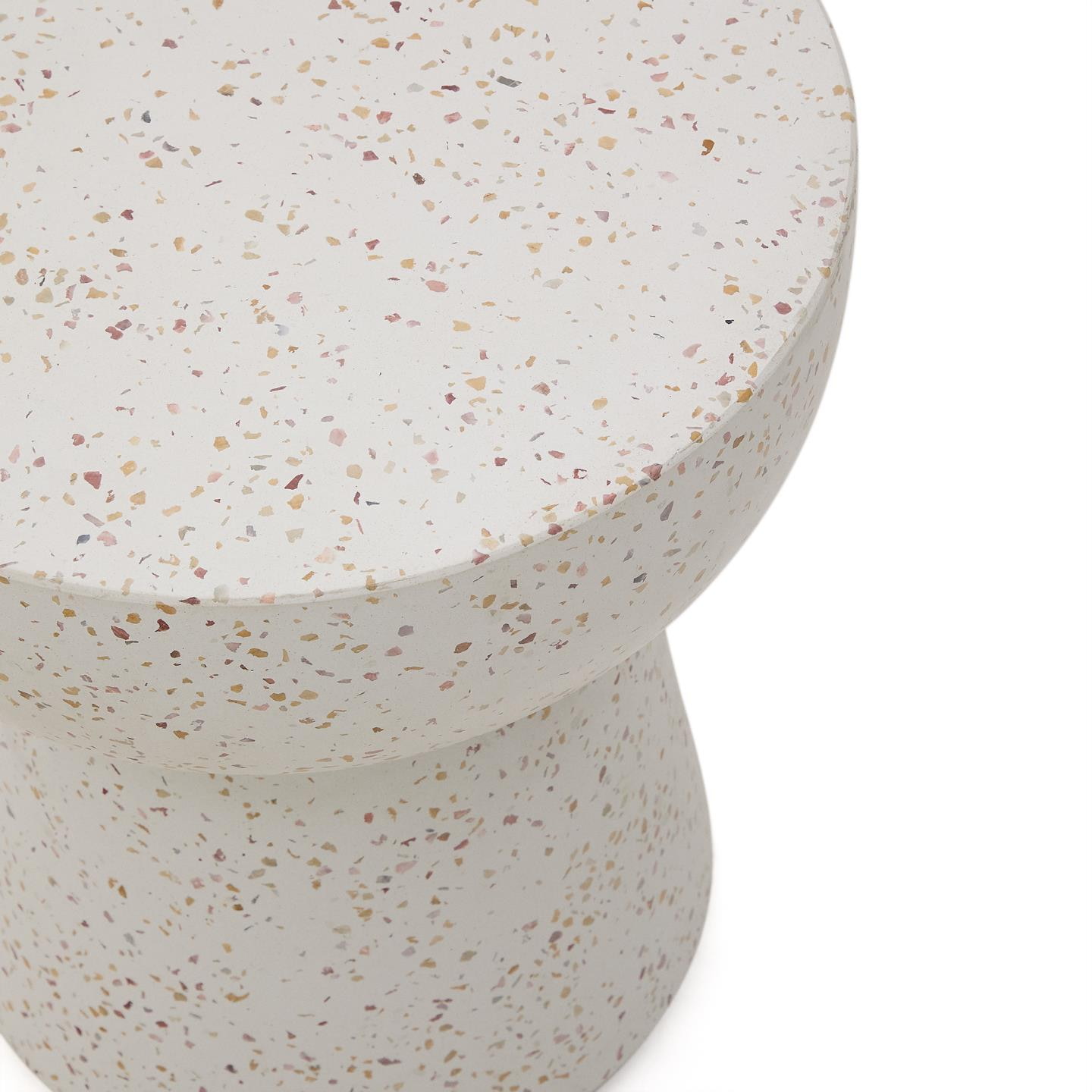 Kave Home Ronde Bijzettafel 'Pada' Terrazzo, 40cm, kleur Wit