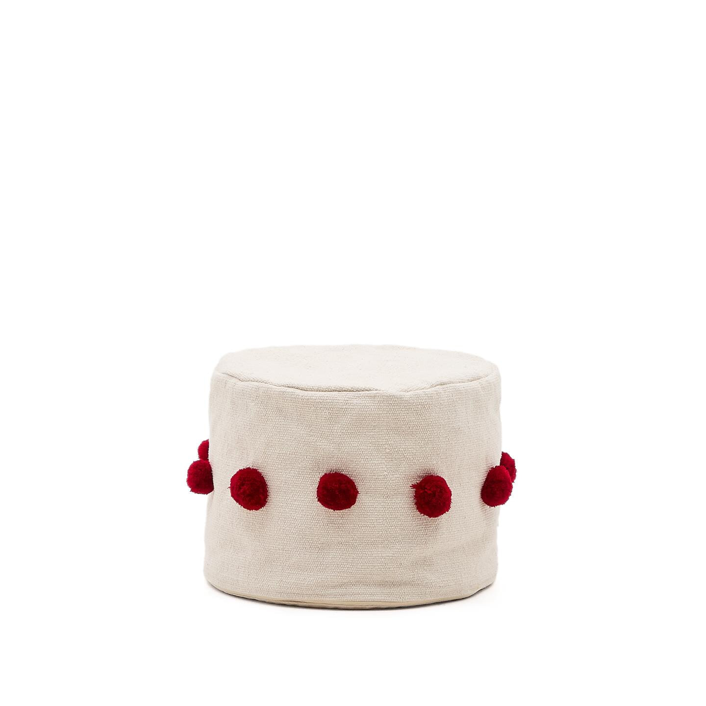 Kave Home Poef Manua 40cm - Beige/Rood