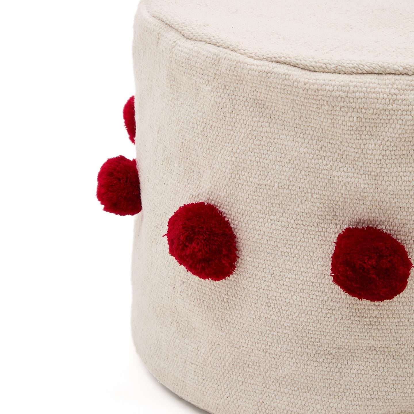Kave Home Poef 'Manua' 40cm, kleur Beige/Rood