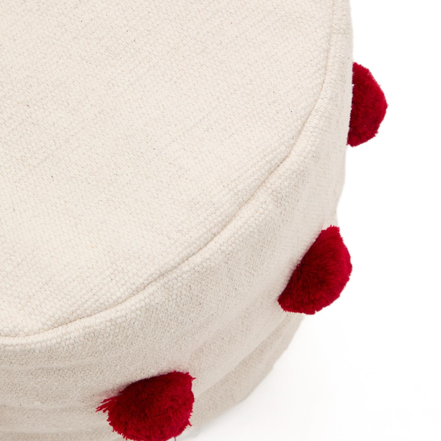 Kave Home Poef 'Manua' 40cm, kleur Beige/Rood