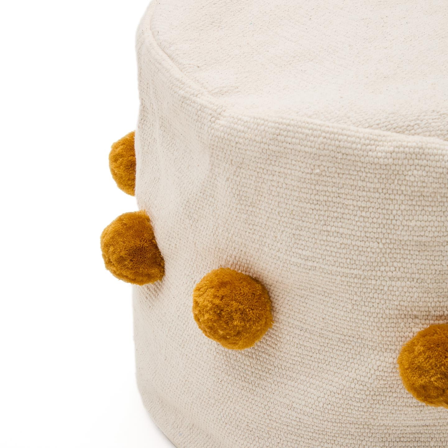 Kave Home Poef 'Manua' 40cm, kleur Beige/Mosterdgeel