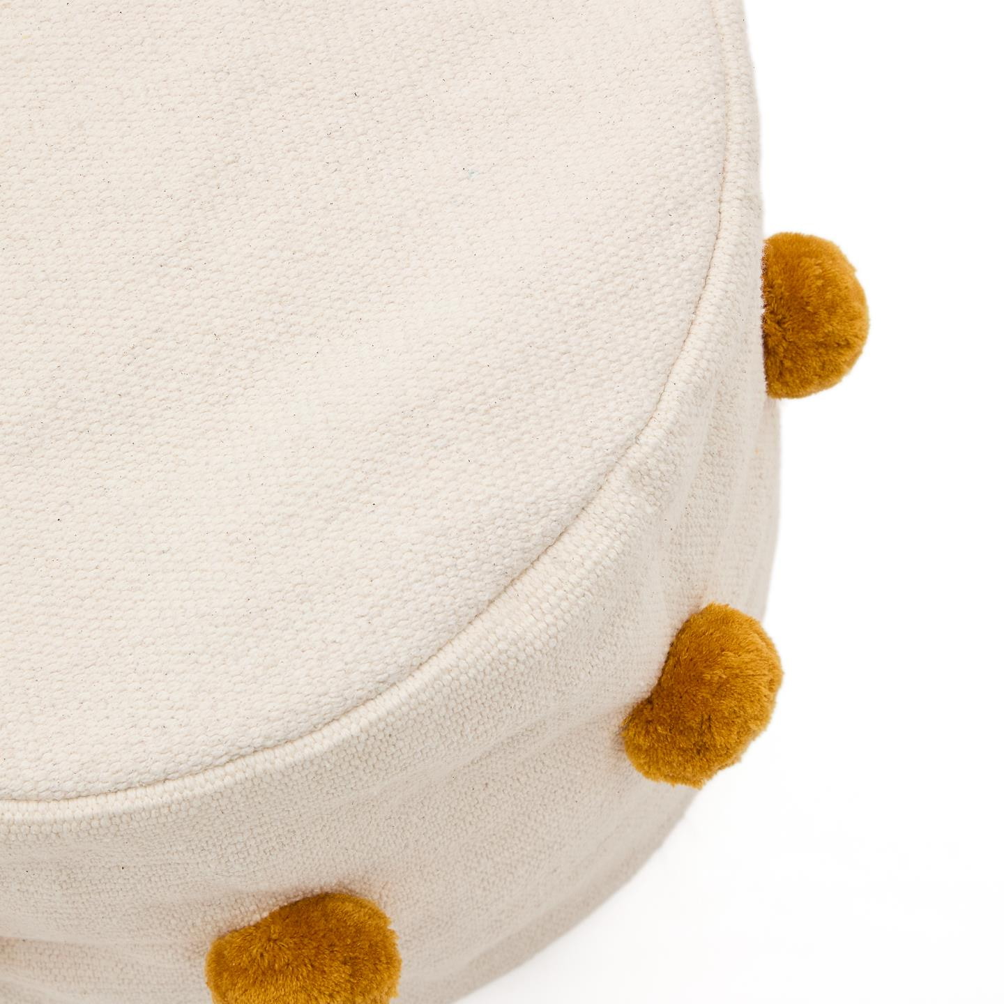 Kave Home Poef 'Manua' 40cm, kleur Beige/Mosterdgeel