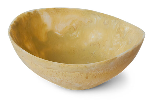 HKliving Schaal Patio Marmerlook, Ø22cm - Mosterdgeel - Organisch