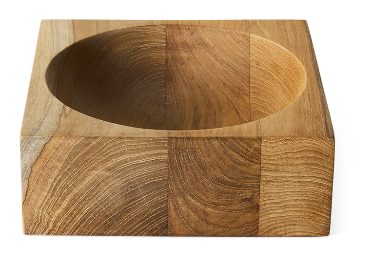 HKliving Schaal Cube Teakhout, 22 x 22cm - Bruin