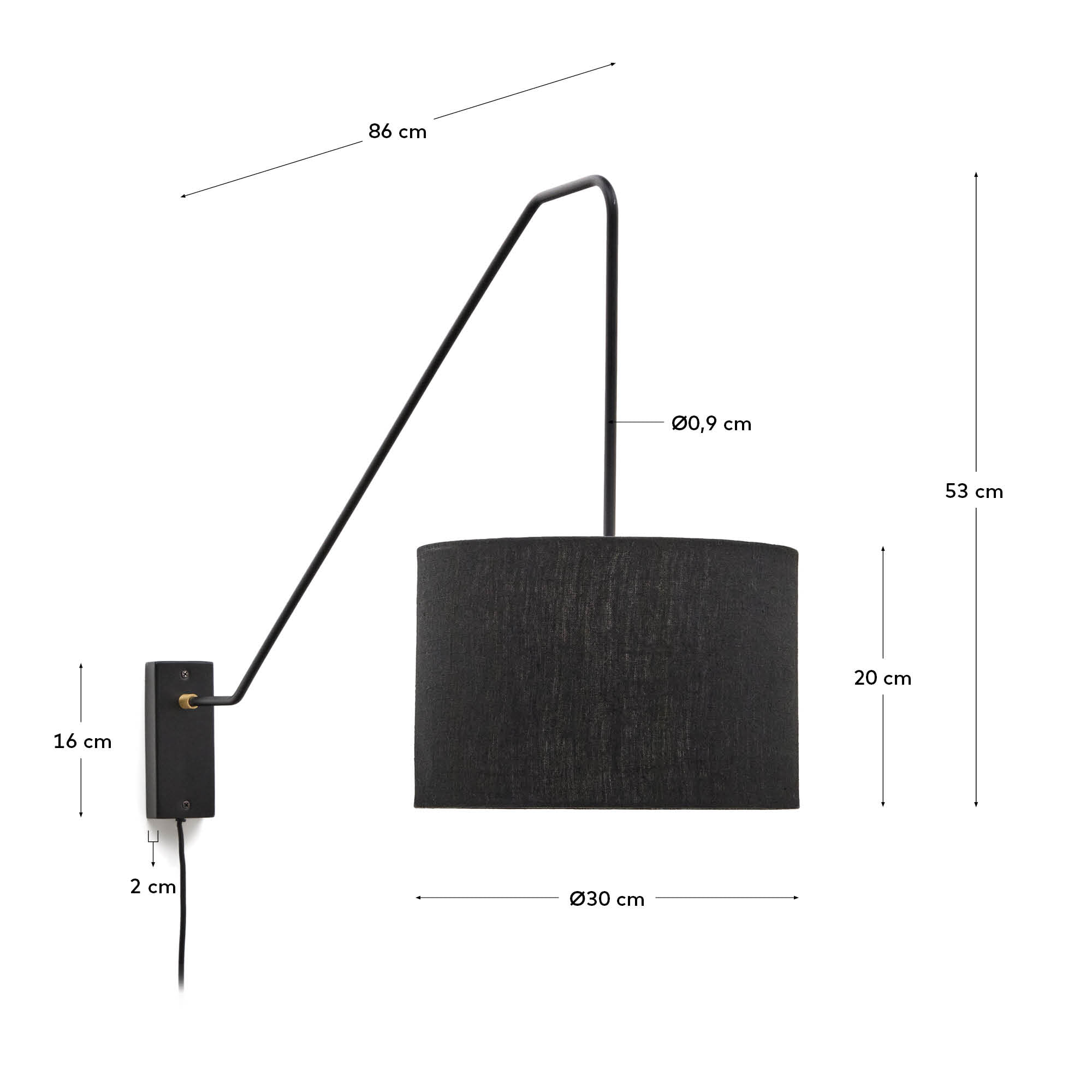 Kave Home Wandlamp 'Jex' Linnen, 104cm