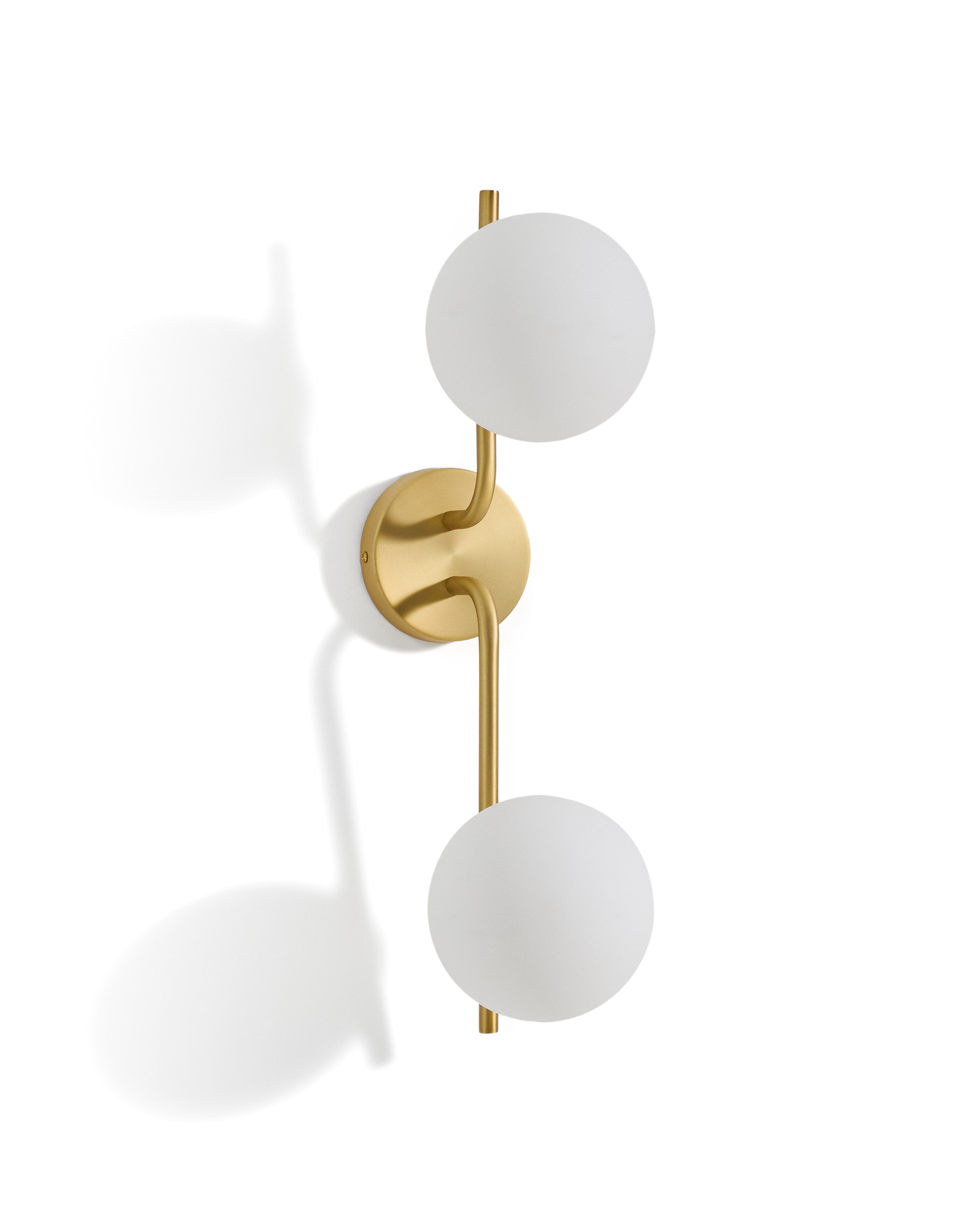 Kave Home Wandlamp 'Brisia' 2-lamps, Glas en messing