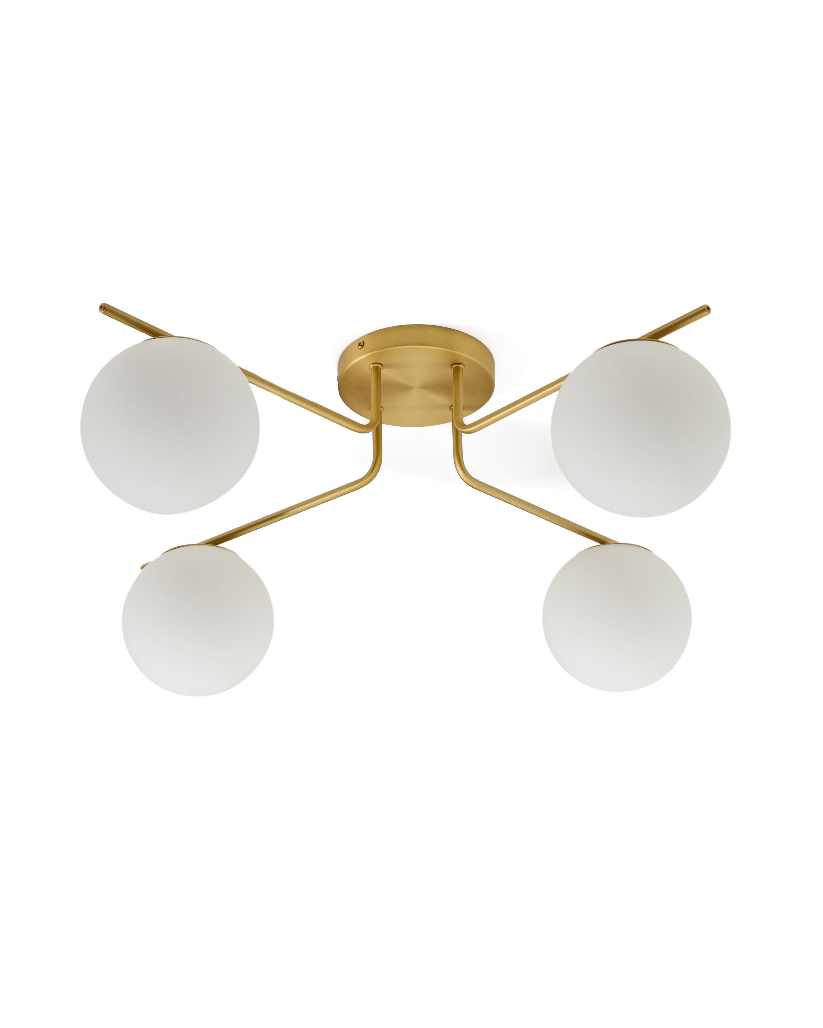 Kave Home Plafondlamp 'Brisia' Glas en messing, 4-lamps