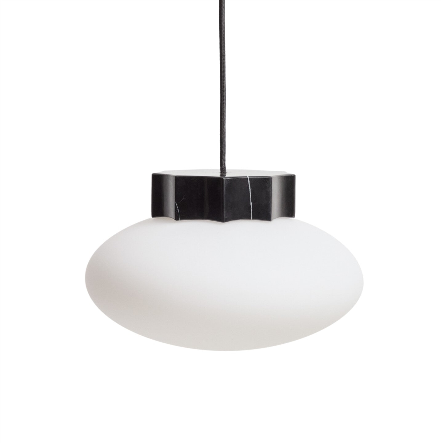 Kave Home Hanglamp Idela Glas en marmer, Ø26cm - Zwart