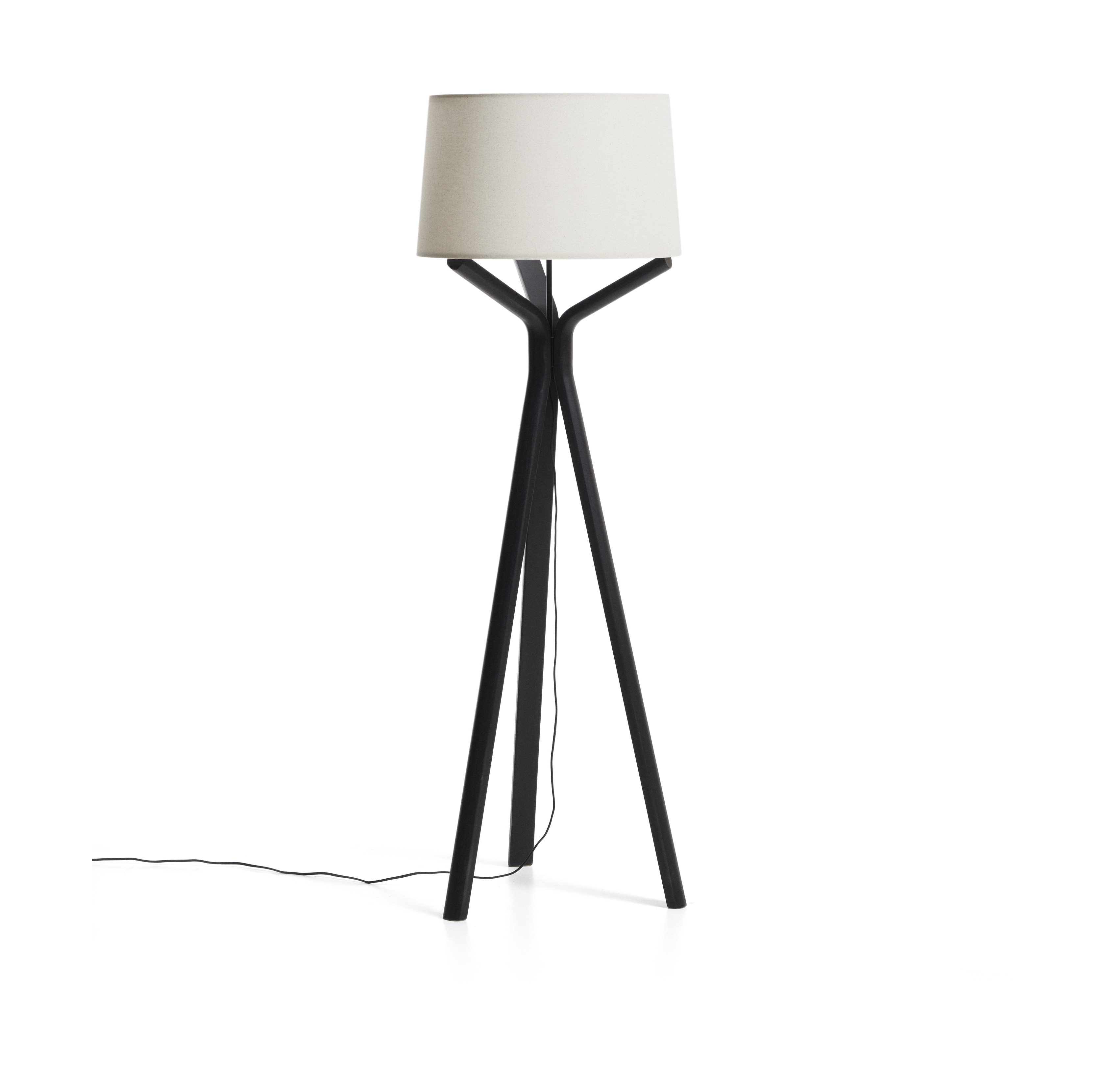 Kave Home Vloerlamp Ubira Eiken en linnen - Naturel/Zwart