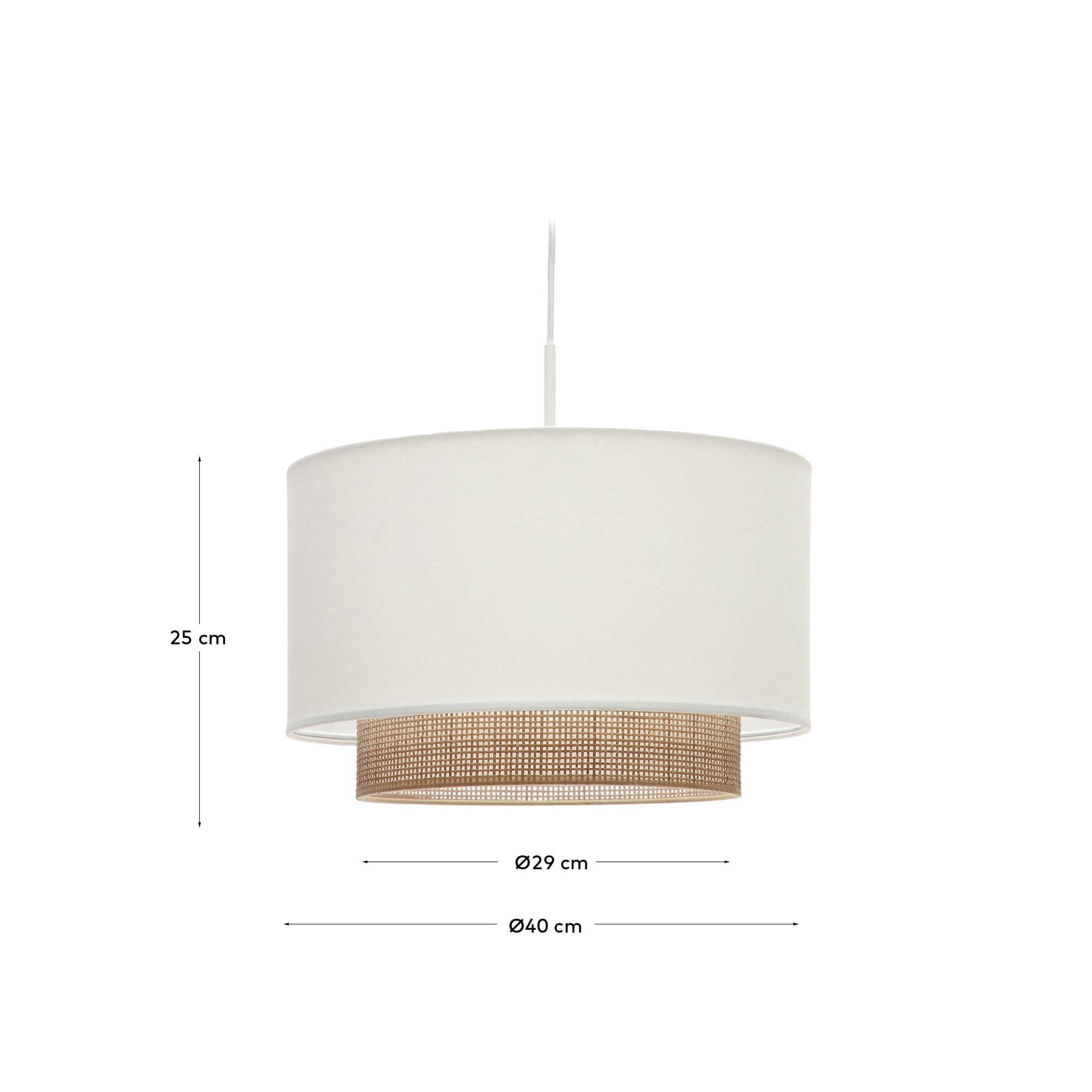 Kave Home Lampenkap 'Erna' Bamboe en stof, Ø40cm