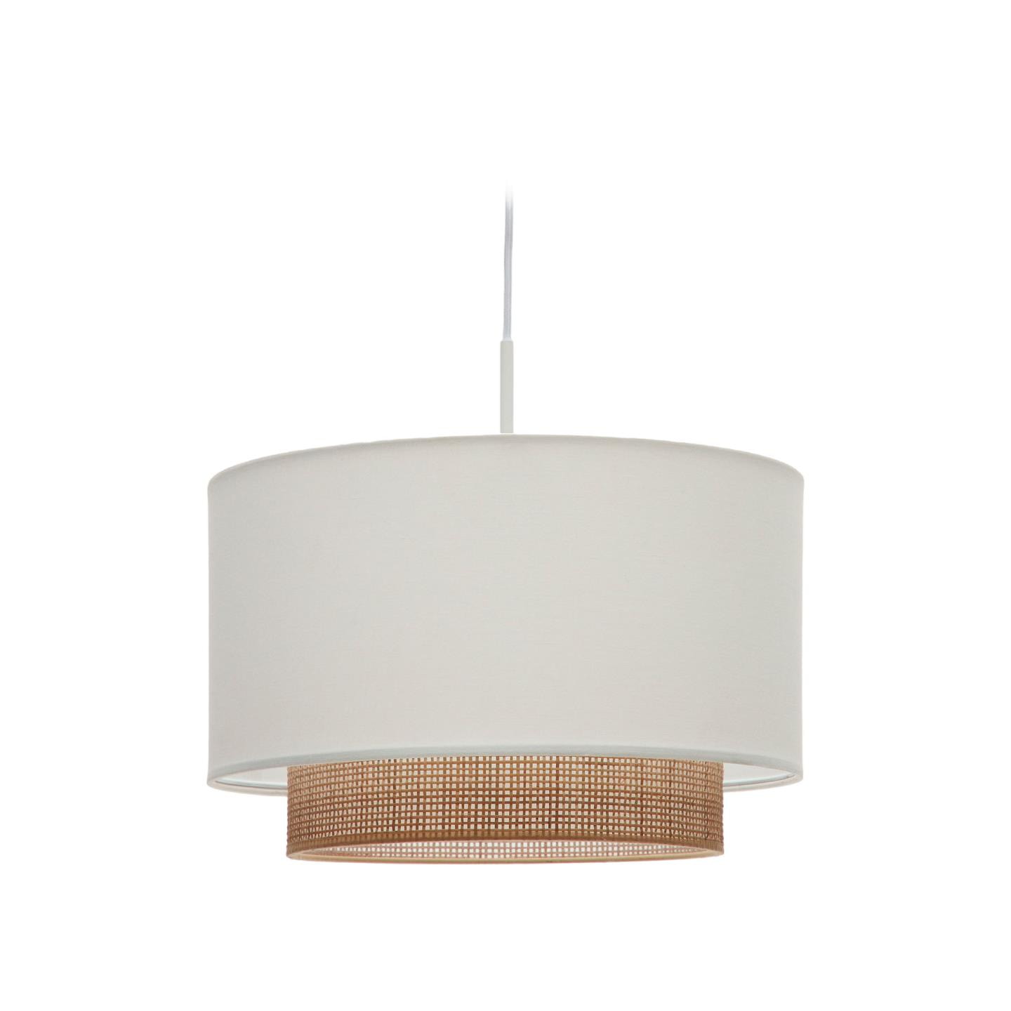Kave Home Lampenkap 'Erna' Bamboe en stof, Ø40cm
