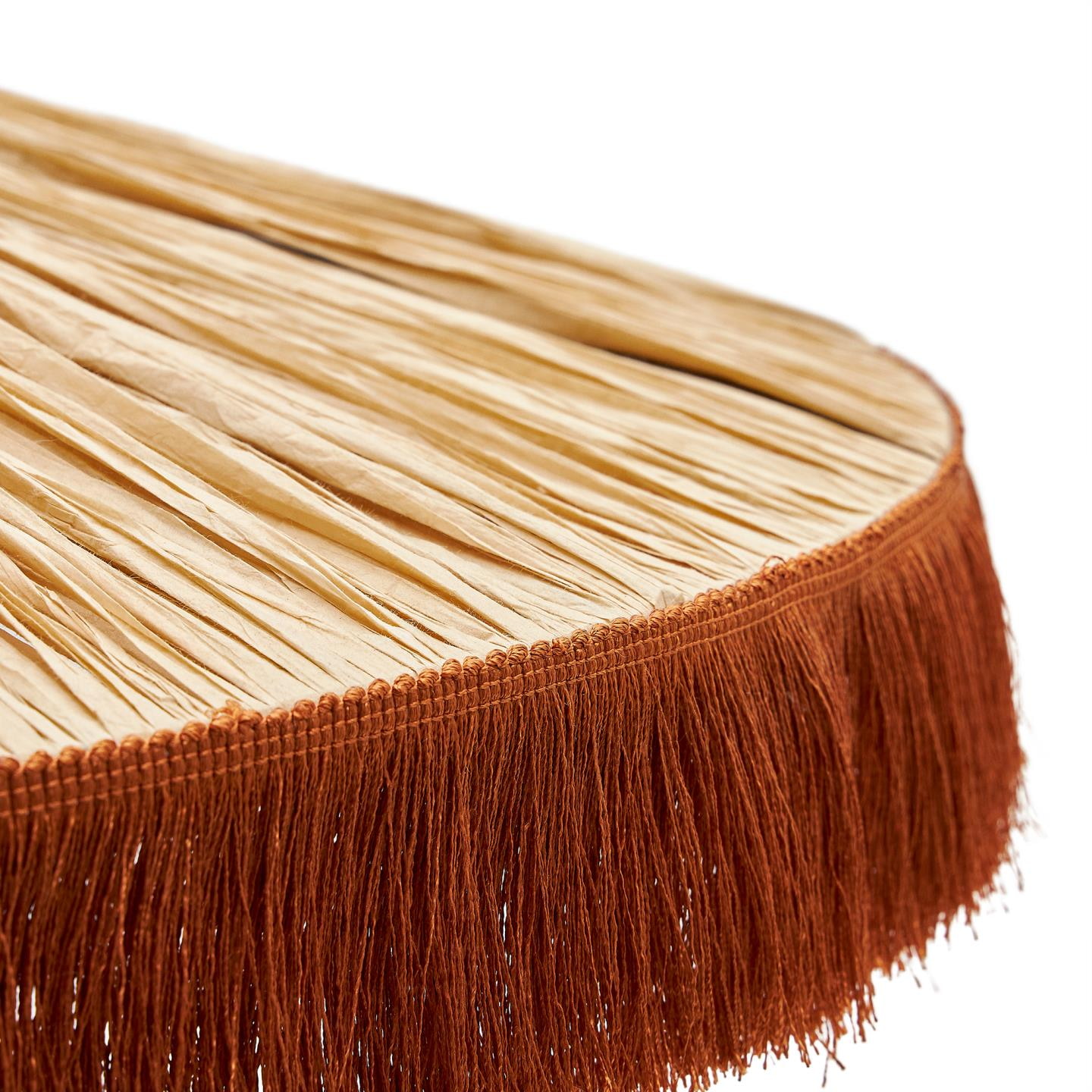 Kave Home Hanglamp 'Pollensa' Raffia, 75cm, kleur naturel / terracotta