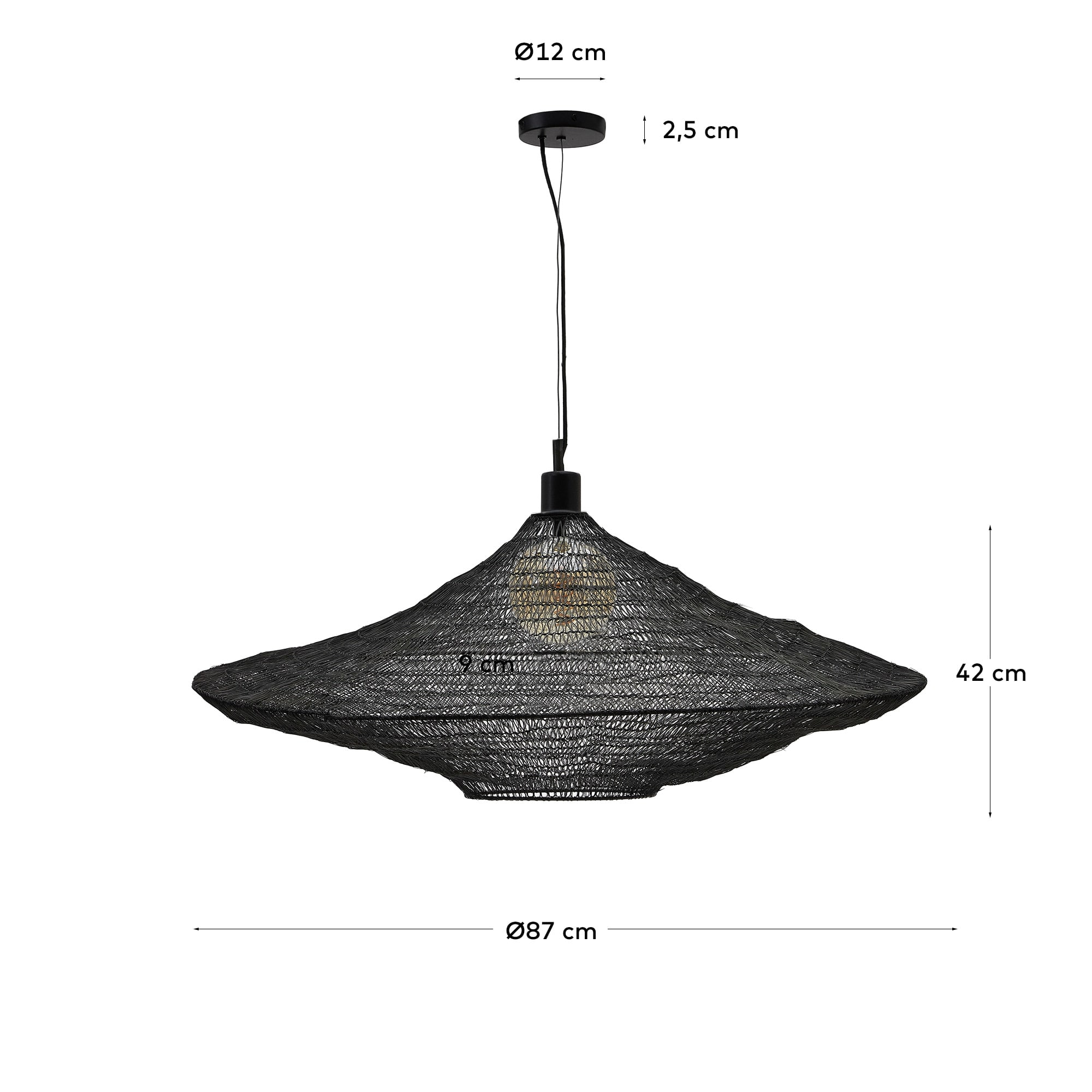 Kave Home Hanglamp 'Makai' 87cm, kleur Zwart