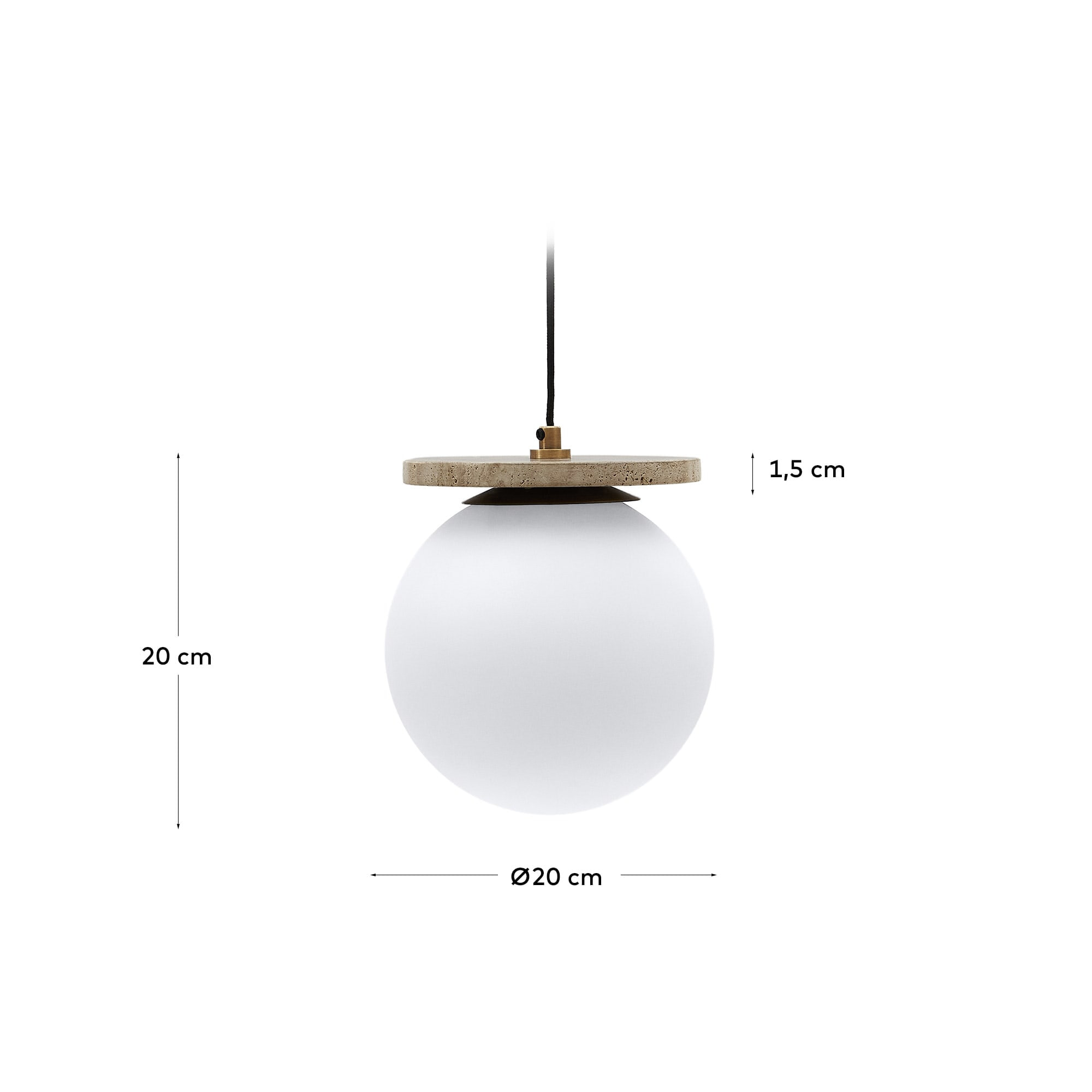 Kave Home Hanglamp 'Malachi' Travertin en glas