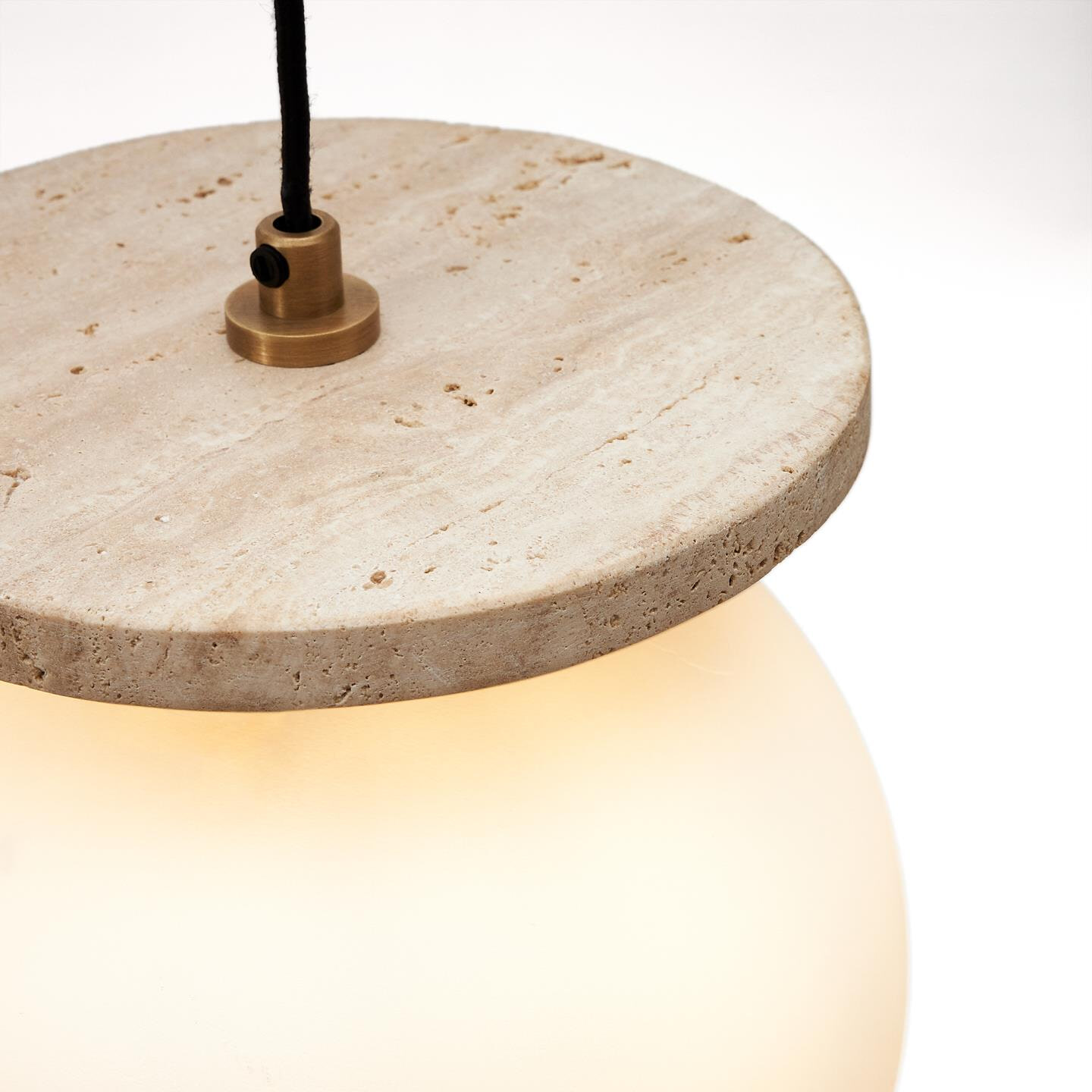 Kave Home Hanglamp 'Malachi' Travertin en glas