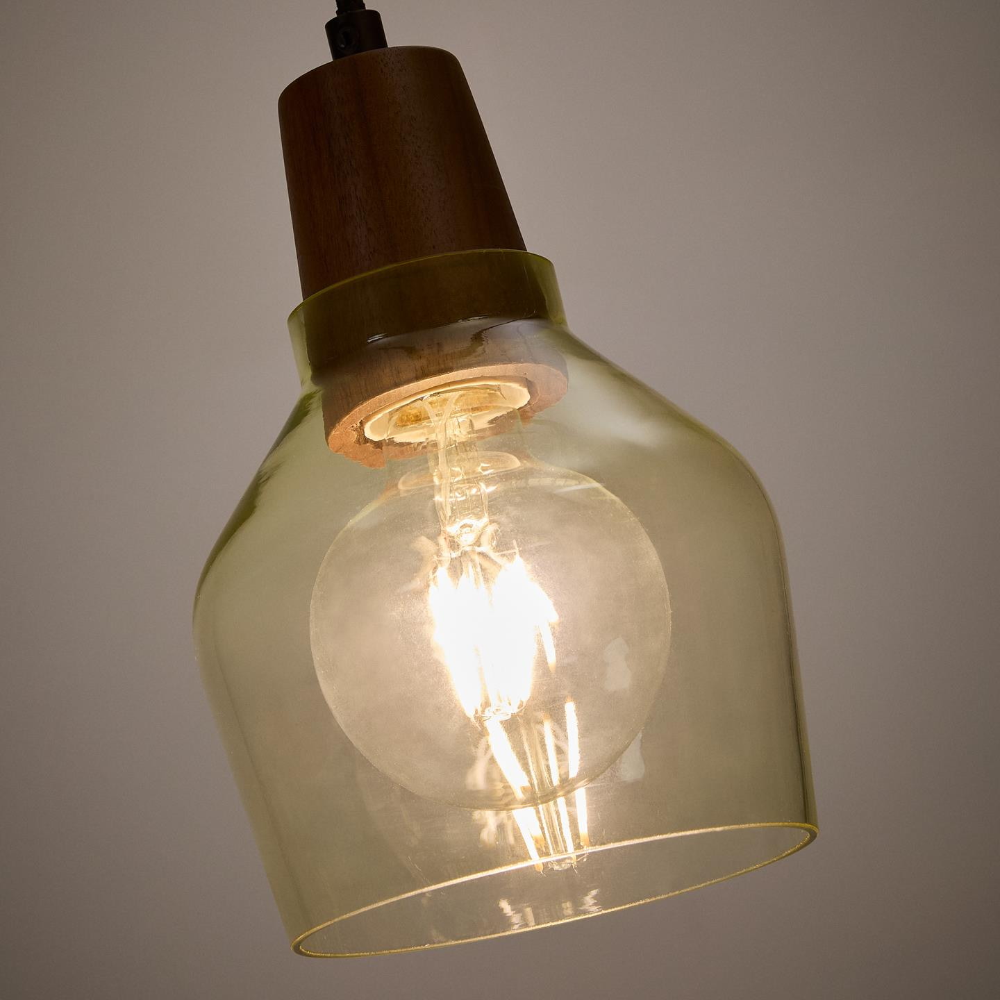 Kave Home Hanglamp 'Silex' Notenhout en glas, 13cm