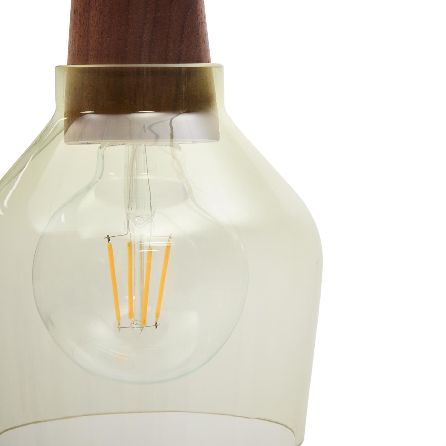 Kave Home Hanglamp 'Silex' Notenhout en glas, 13cm