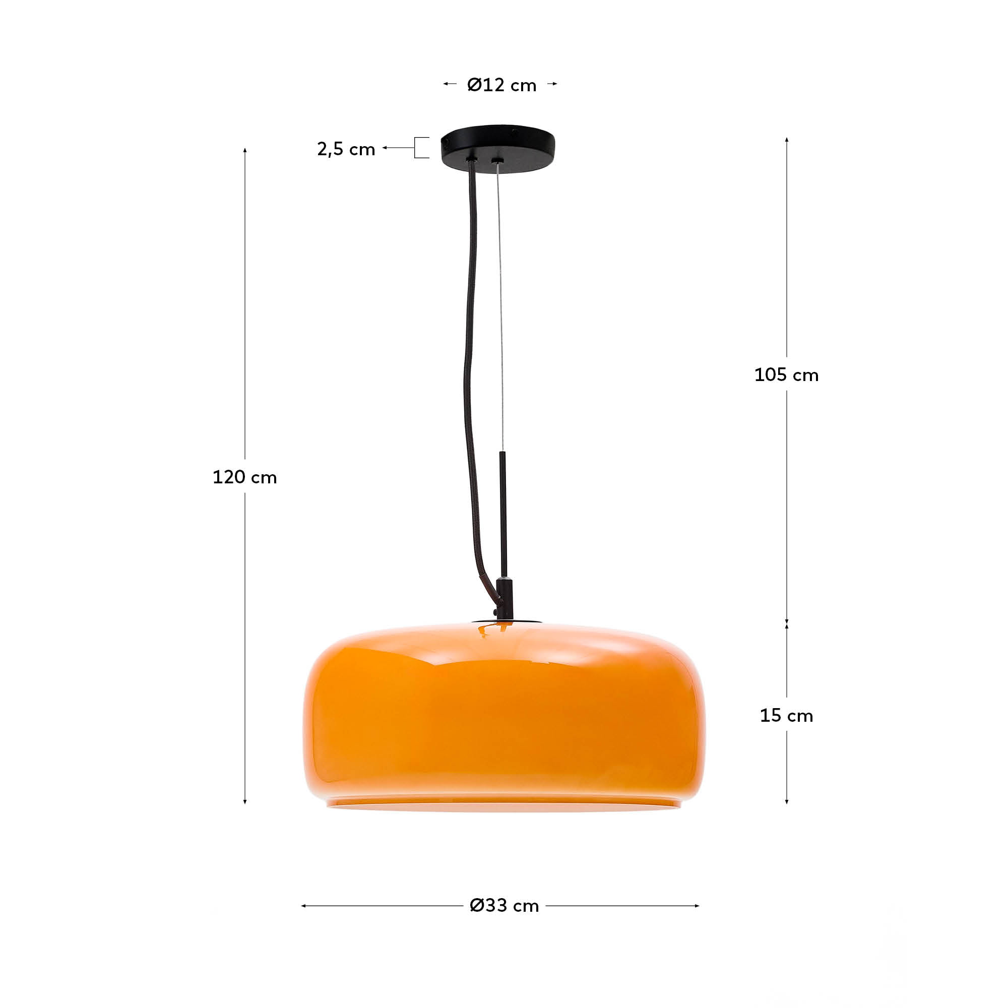 Kave Home Hanglamp 'Reig' 38cm, kleur Oranje