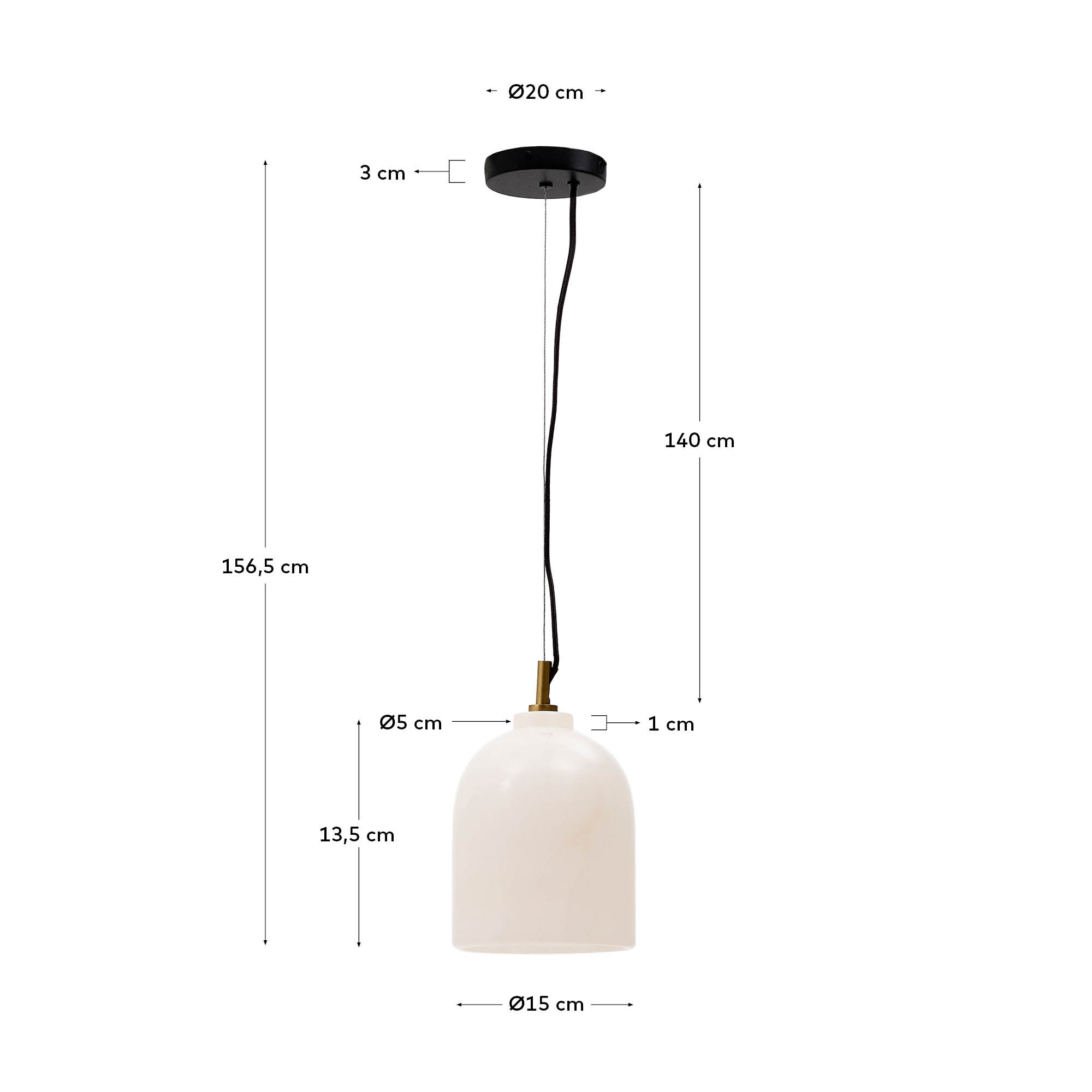 Kave Home Hanglamp 'Shenli' Albast, 15cm