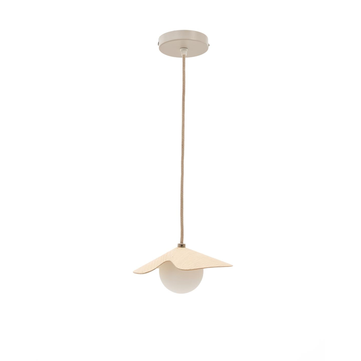 Kave Home Hanglamp Wilara Eiken en glas - Bruin