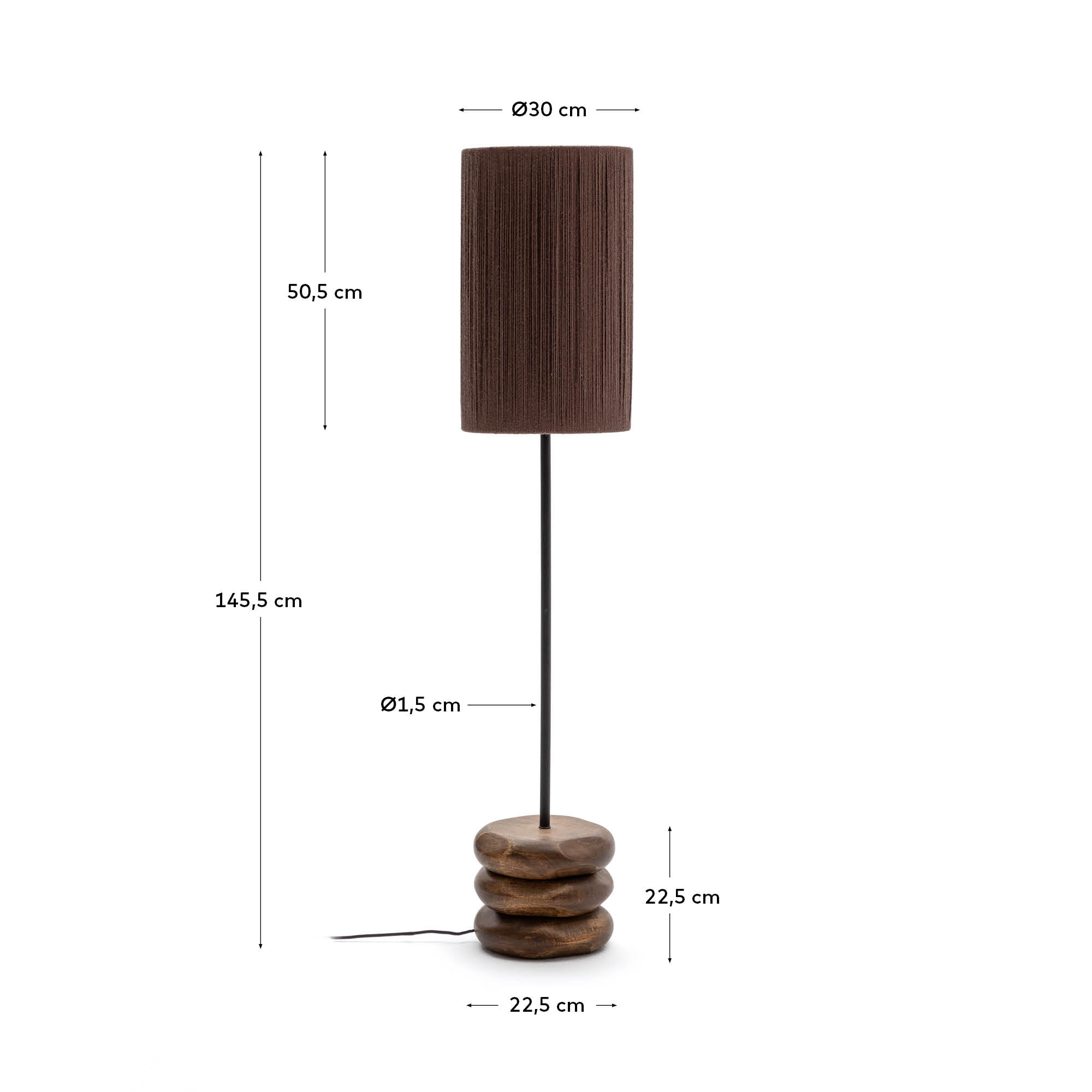 Kave Home Vloerlamp 'Kor' Acaciahout en jute, 147cm