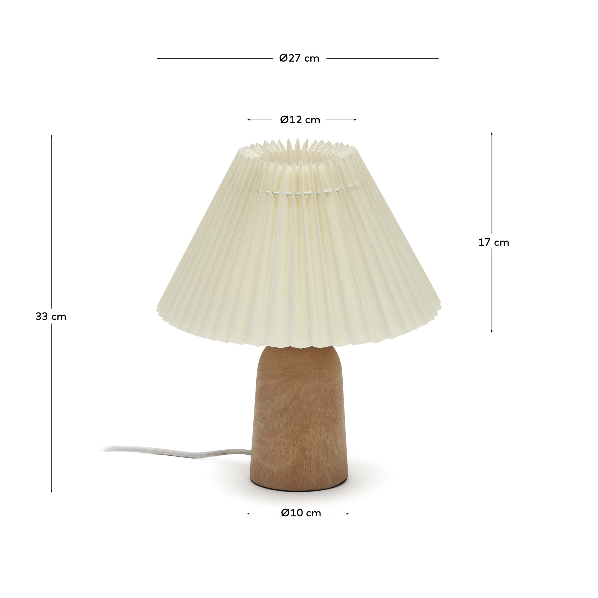 Kave Home Tafellamp 'Benicarlo' Rubberhout, 33cm hoog