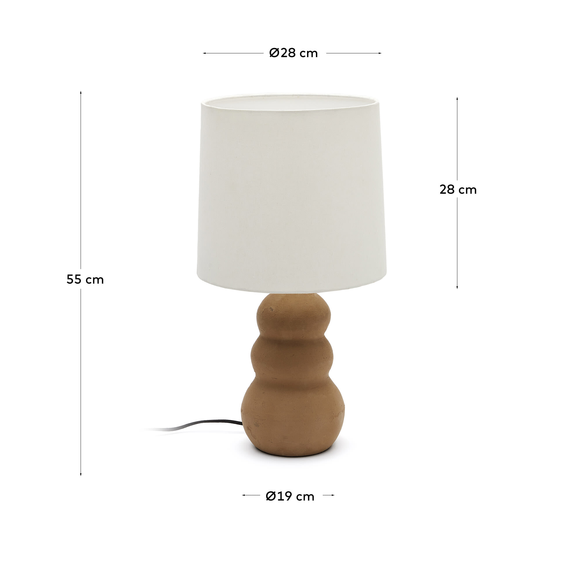 Kave Home Tafellamp 'Madsen' Terracotta, 55cm hoog