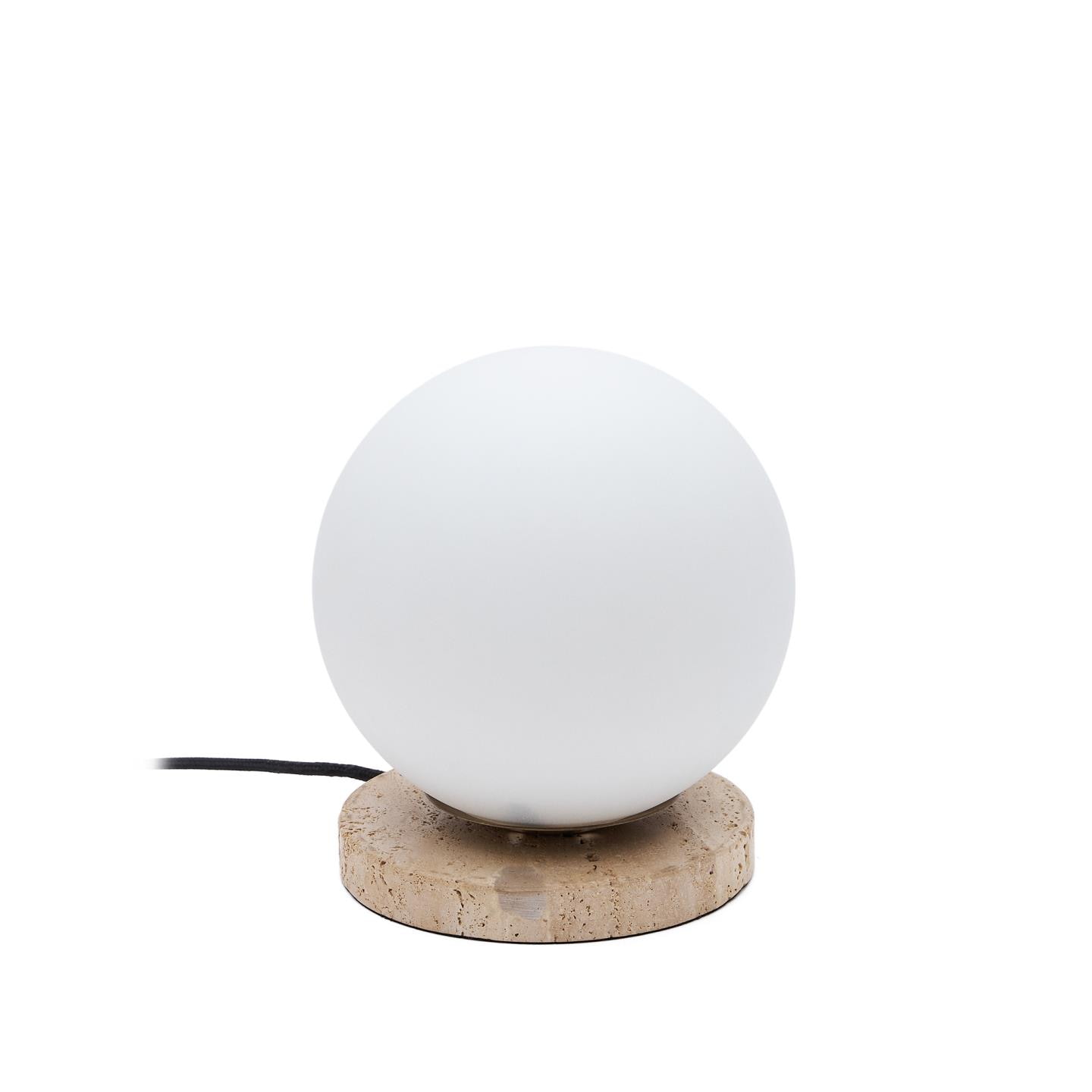 Kave Home Tafellamp 'Malachi' Travertin en glas