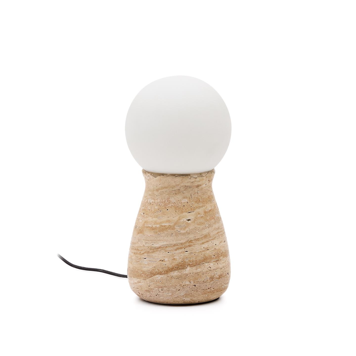 Kave Home Tafellamp 'Okeni' Travertin en glas, 32cm