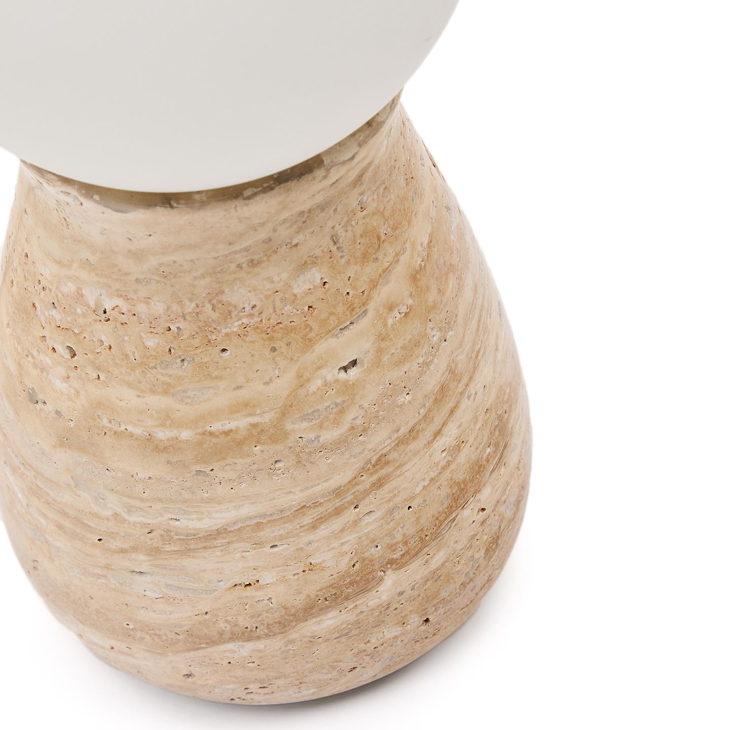 Kave Home Tafellamp 'Okeni' Travertin en glas, 32cm