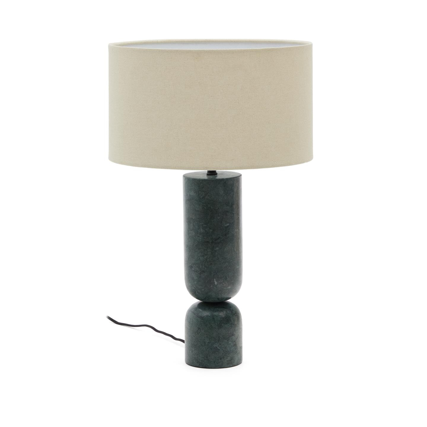 Kave Home Tafellamp Vex Marmer en linnen, 57cm - Beige/Donkergroen