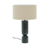 Kave Home Tafellamp 'Vex' Marmer en linnen, 57cm, kleur Beige/Donkergroen