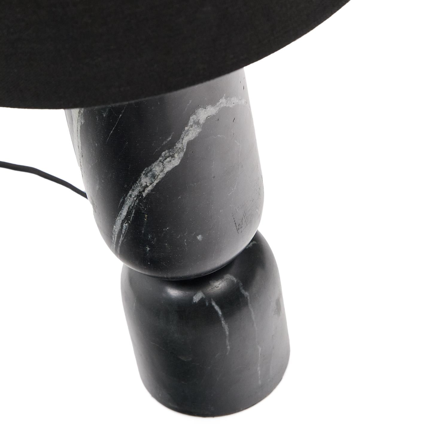 Kave Home Tafellamp 'Vex' Marmer en linnen, 57cm, kleur Zwart