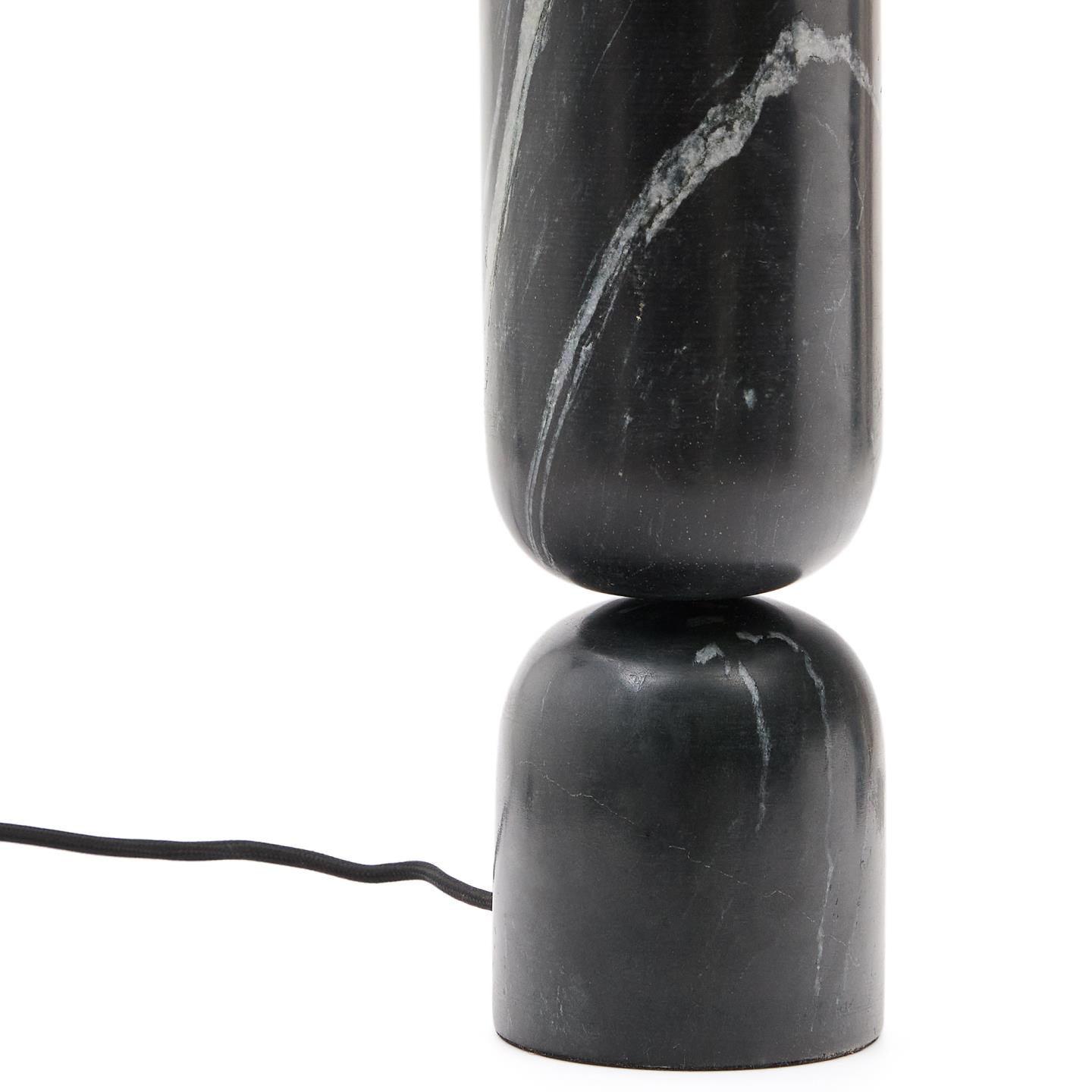 Kave Home Tafellamp 'Vex' Marmer en linnen, 57cm, kleur Zwart