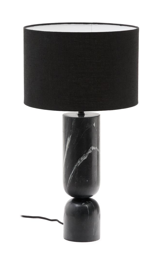 Kave Home Tafellamp 'Vex' Marmer en linnen, 57cm, kleur Zwart