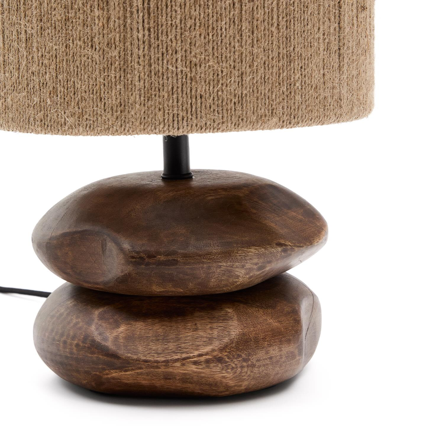 Kave Home Tafellamp 'Kor' Acaciahout en jute, 43cm hoog