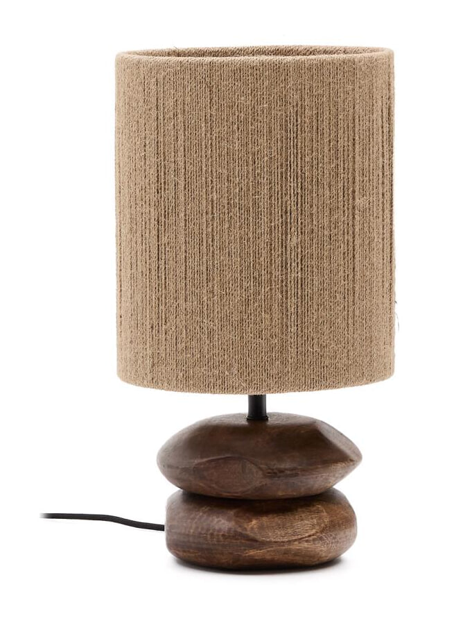 Kave Home Tafellamp 'Kor' Acaciahout en jute, 43cm hoog