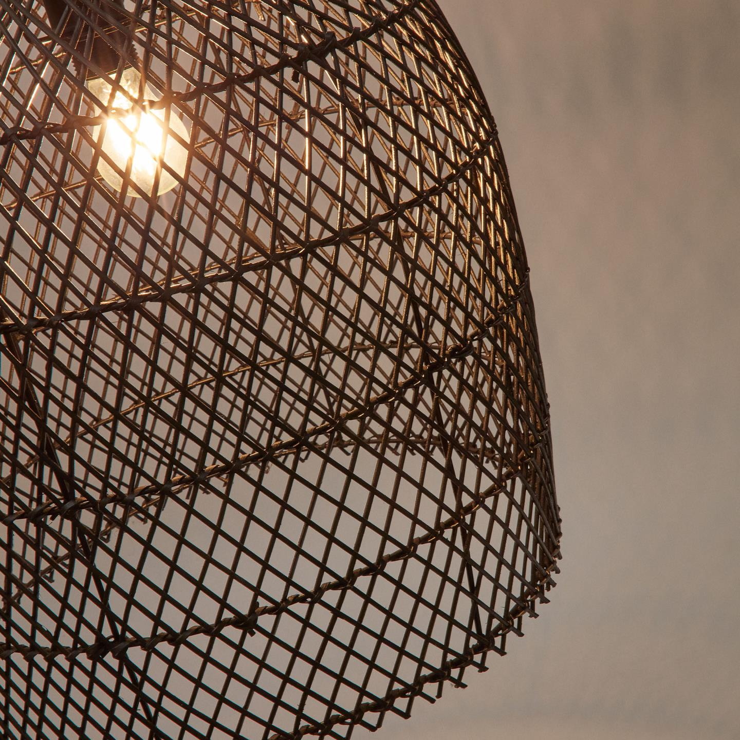 Kave Home Lampenkap 'Domitila' Rotan, Ø44cm, kleur Zwart