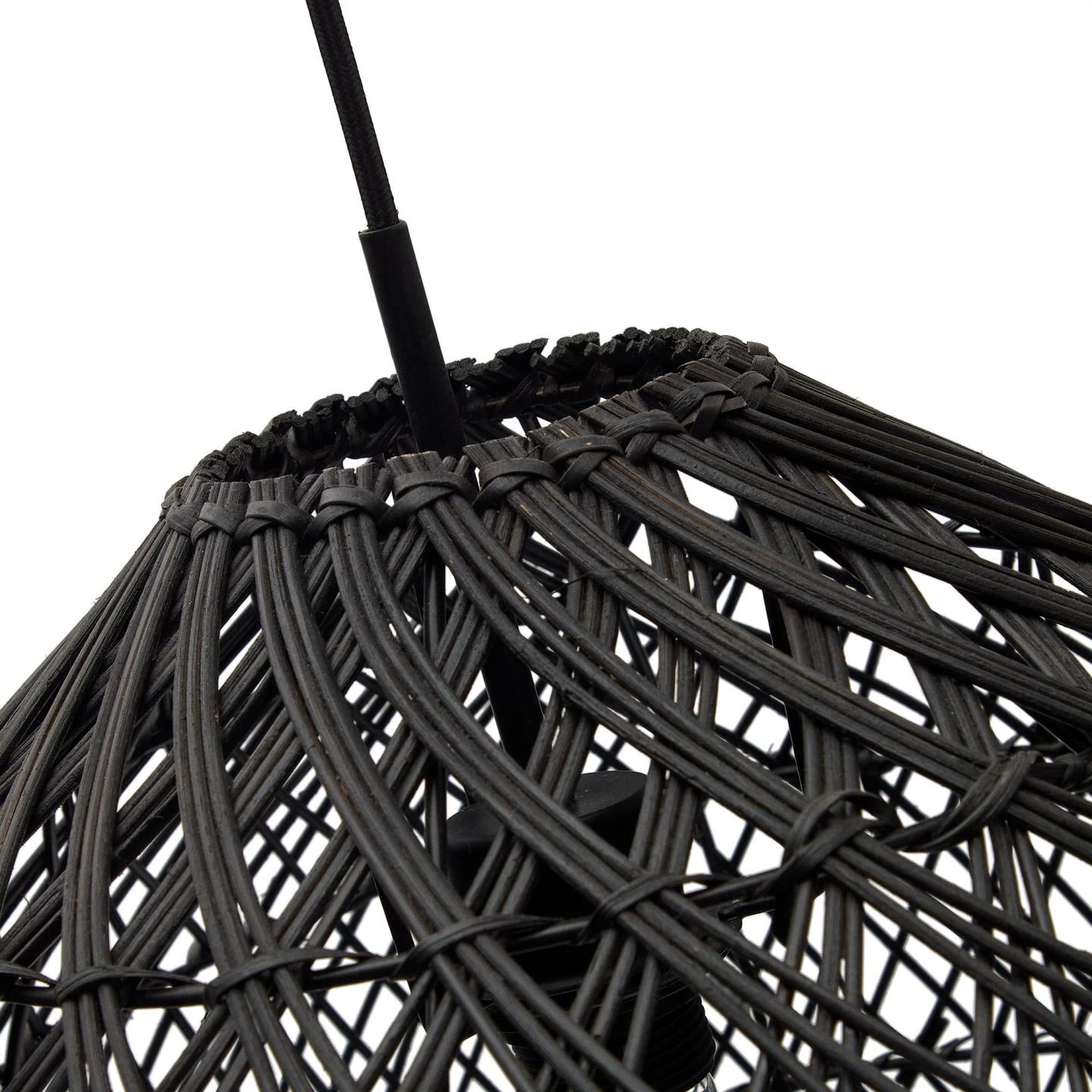 Kave Home Lampenkap 'Domitila' Rotan, Ø44cm, kleur Zwart