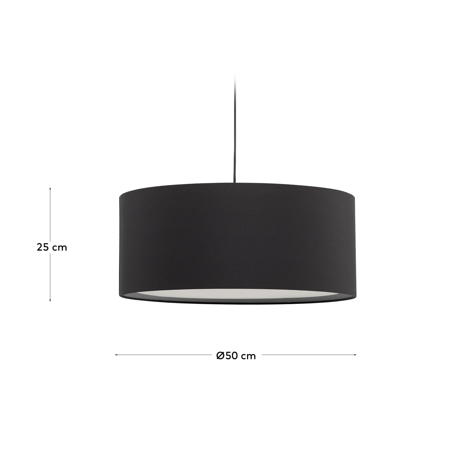Kave Home Lampenkap 'Santana' Ø50cm, kleur Zwart